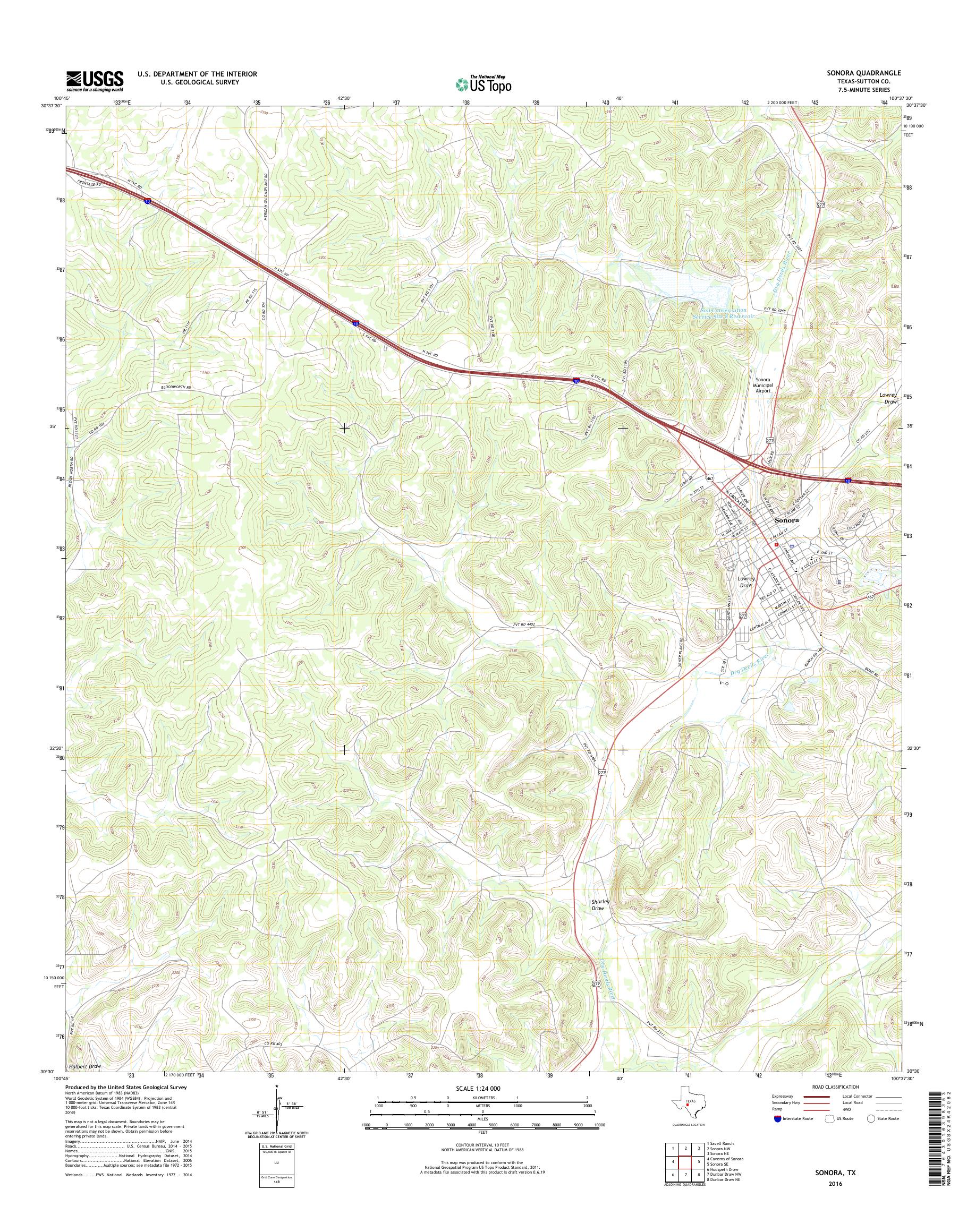 MyTopo Sonora, Texas USGS Quad Topo Map
