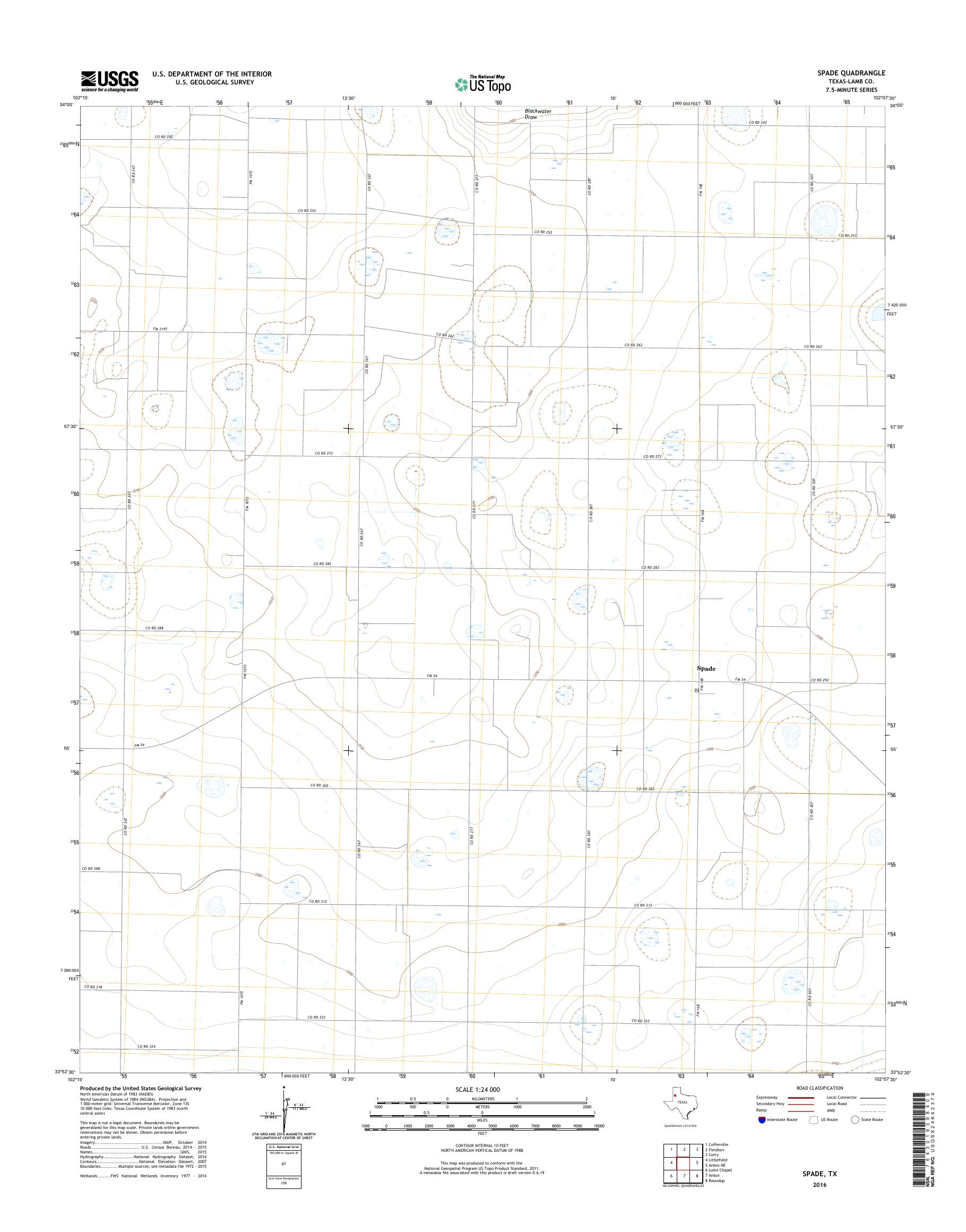 MyTopo Spade, Texas USGS Quad Topo Map