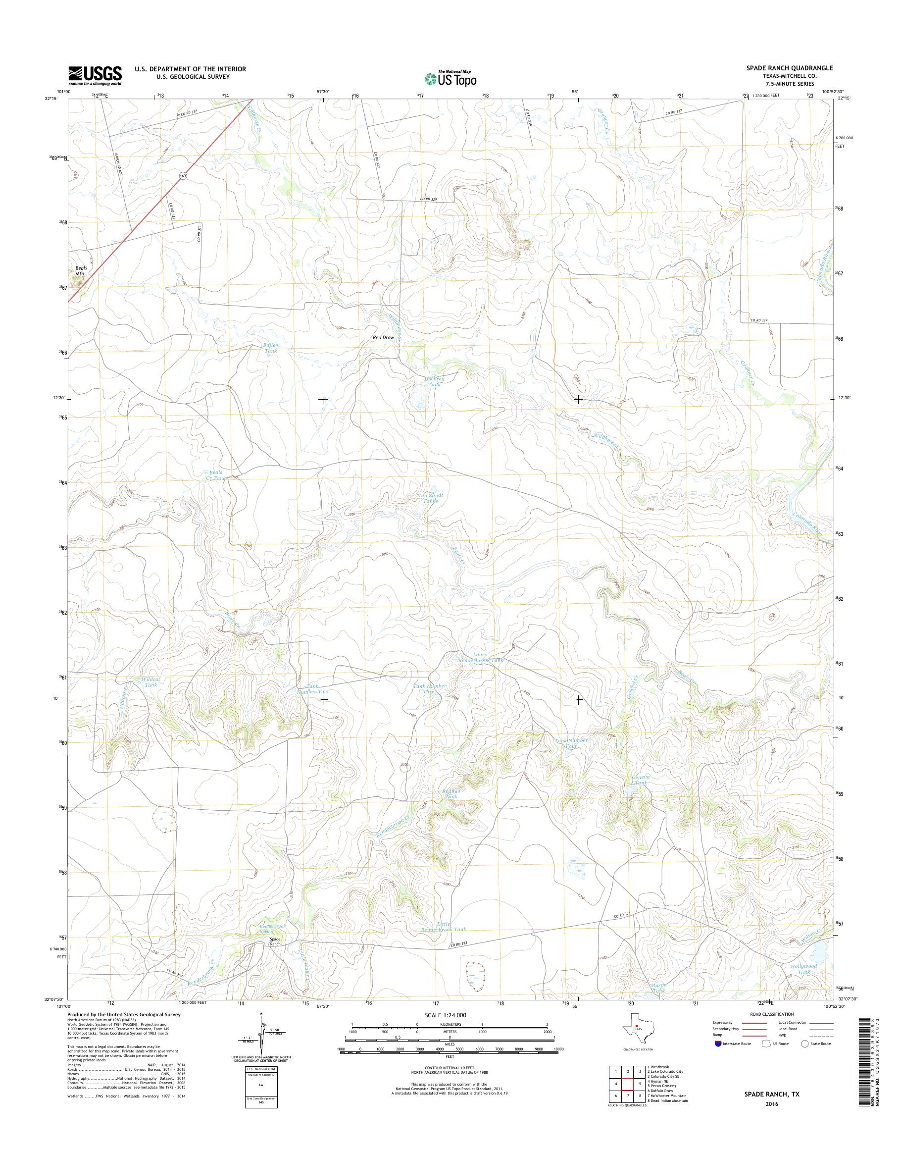 MyTopo Spade Ranch, Texas USGS Quad Topo Map