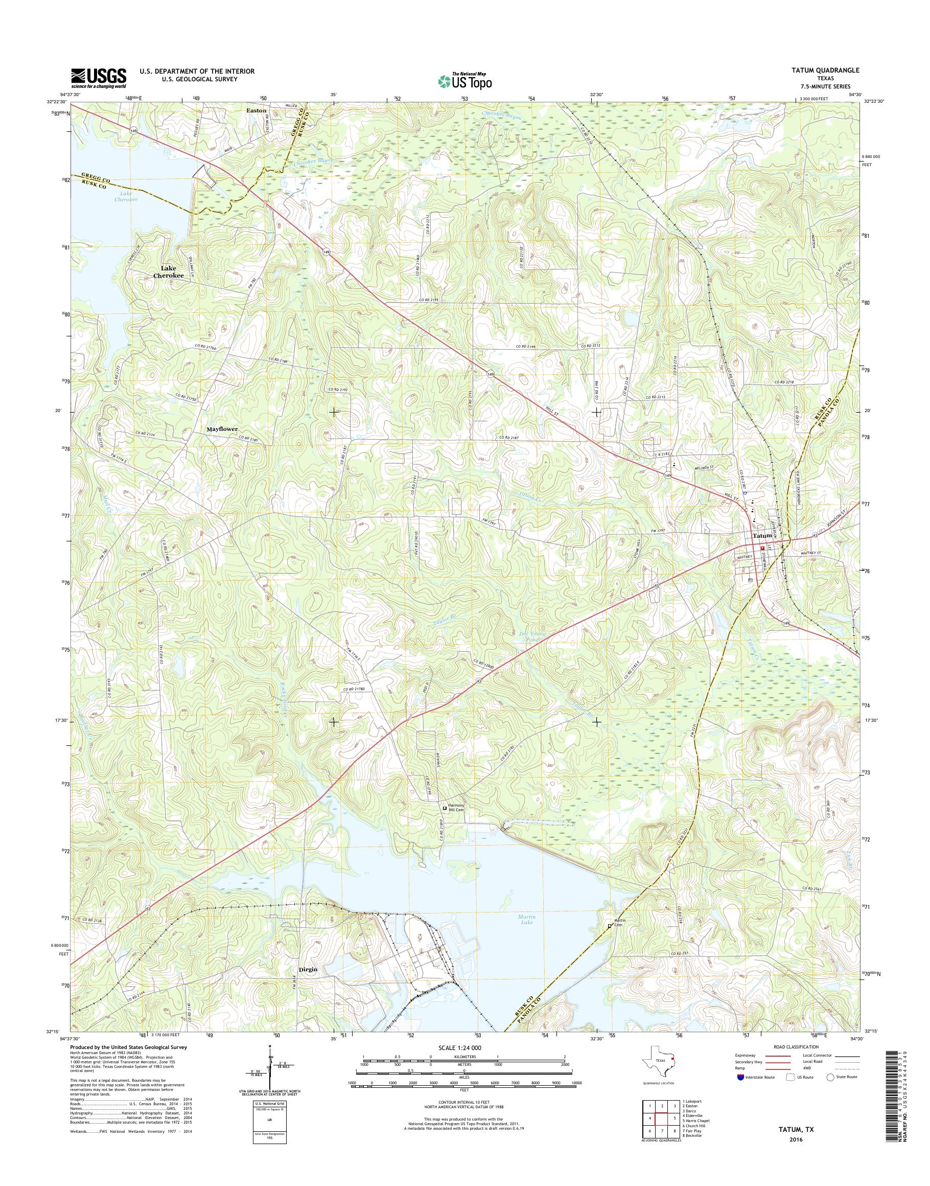 MyTopo Tatum, Texas USGS Quad Topo Map
