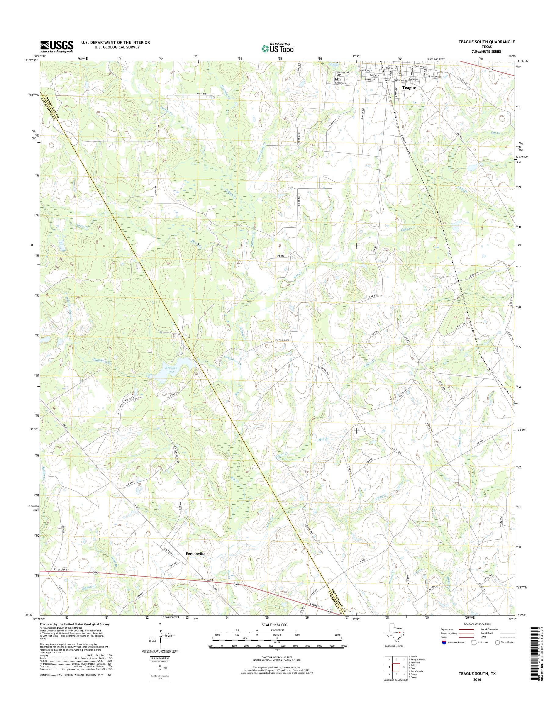 MyTopo Teague South, Texas USGS Quad Topo Map