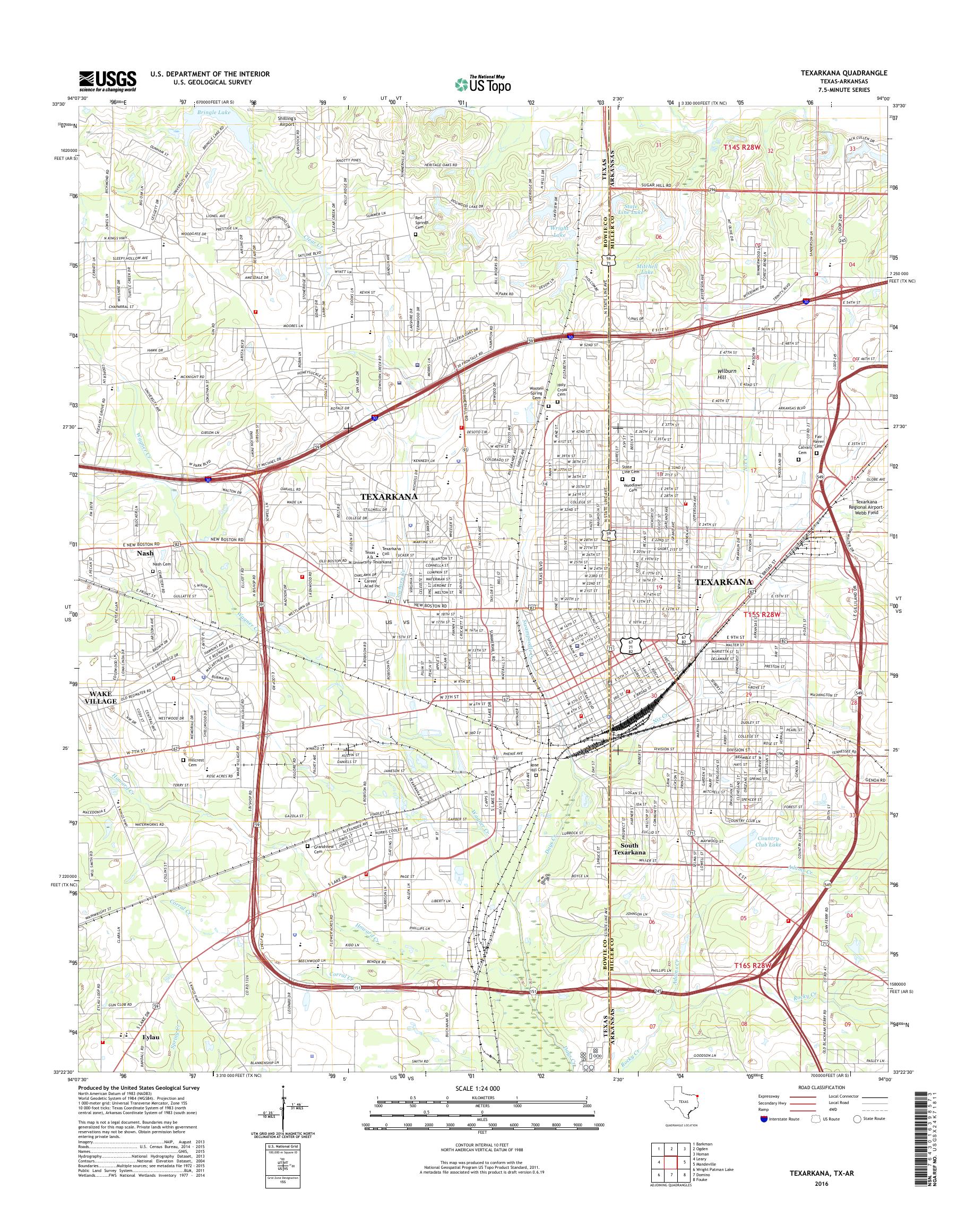 MyTopo Texarkana, Texas USGS Quad Topo Map