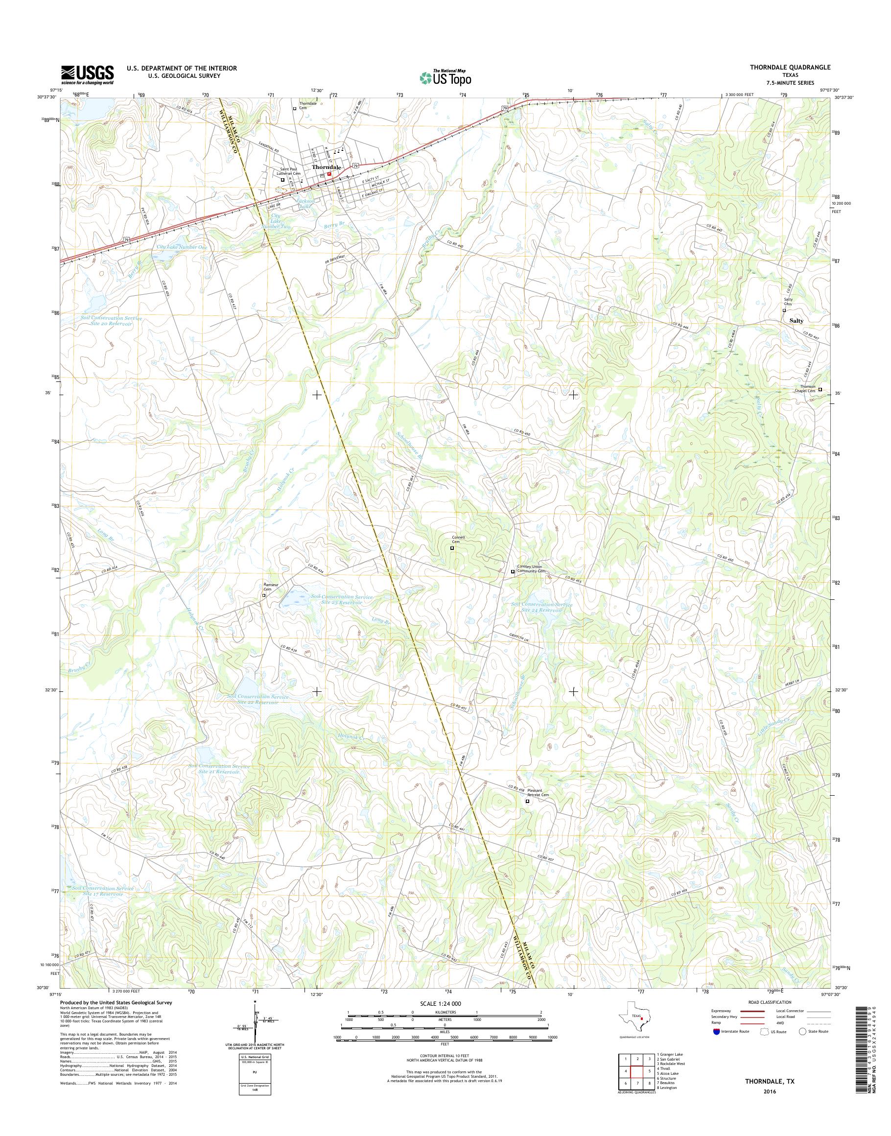 MyTopo Thorndale, Texas USGS Quad Topo Map
