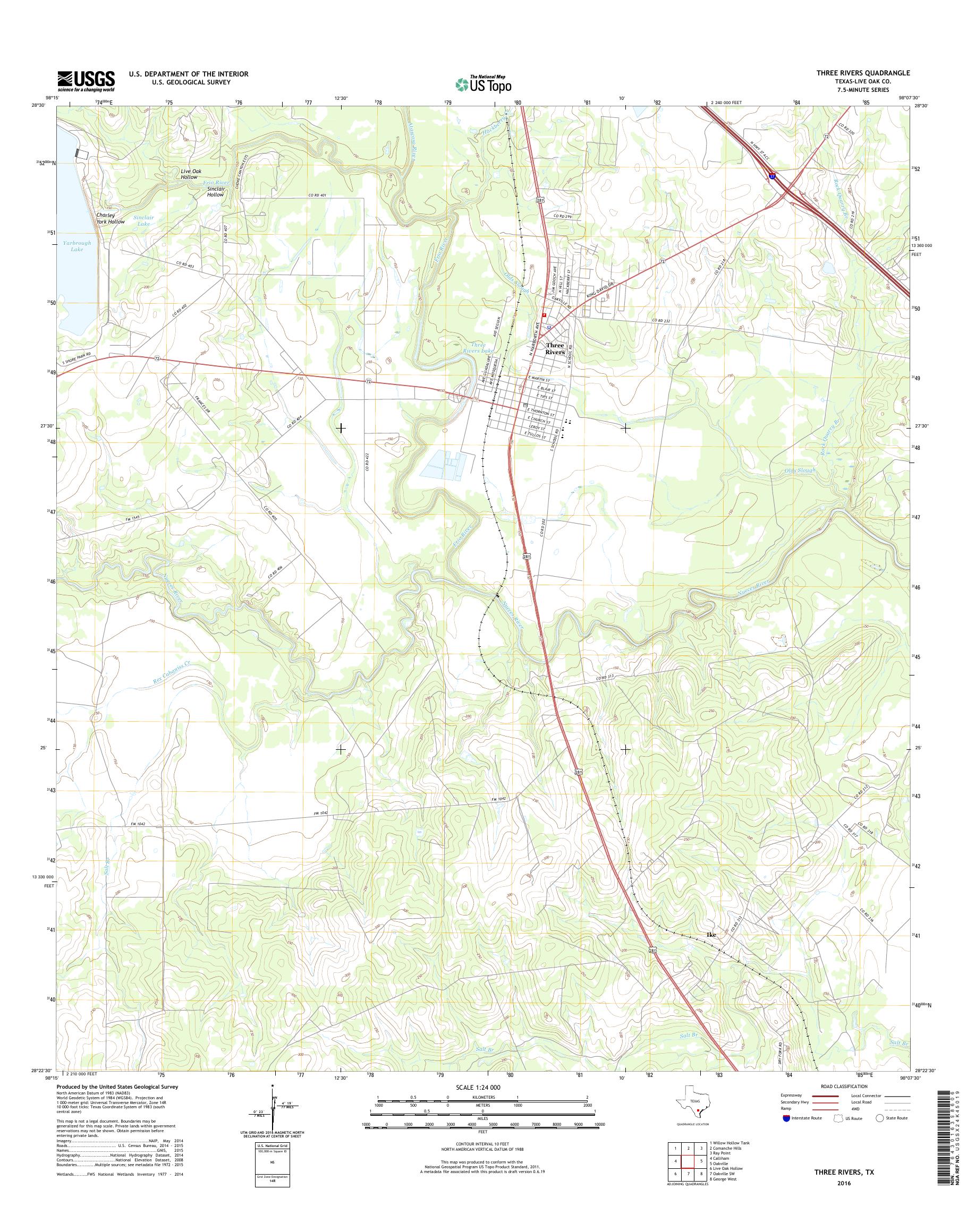 MyTopo Three Rivers, Texas USGS Quad Topo Map