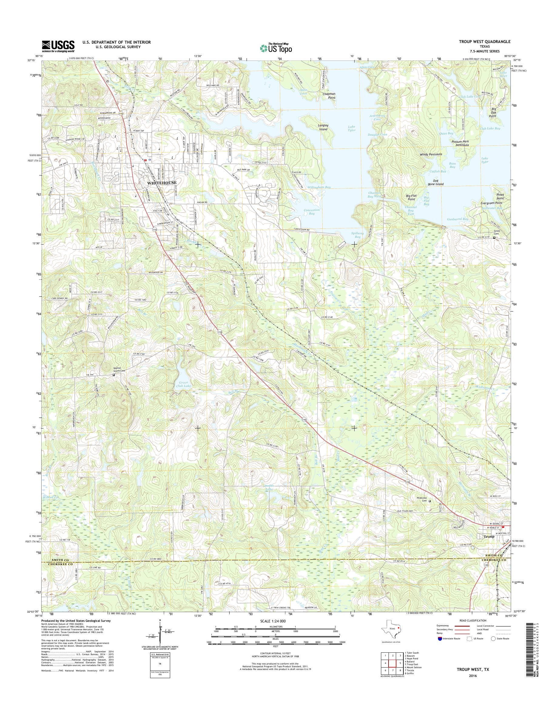 MyTopo Troup West, Texas USGS Quad Topo Map