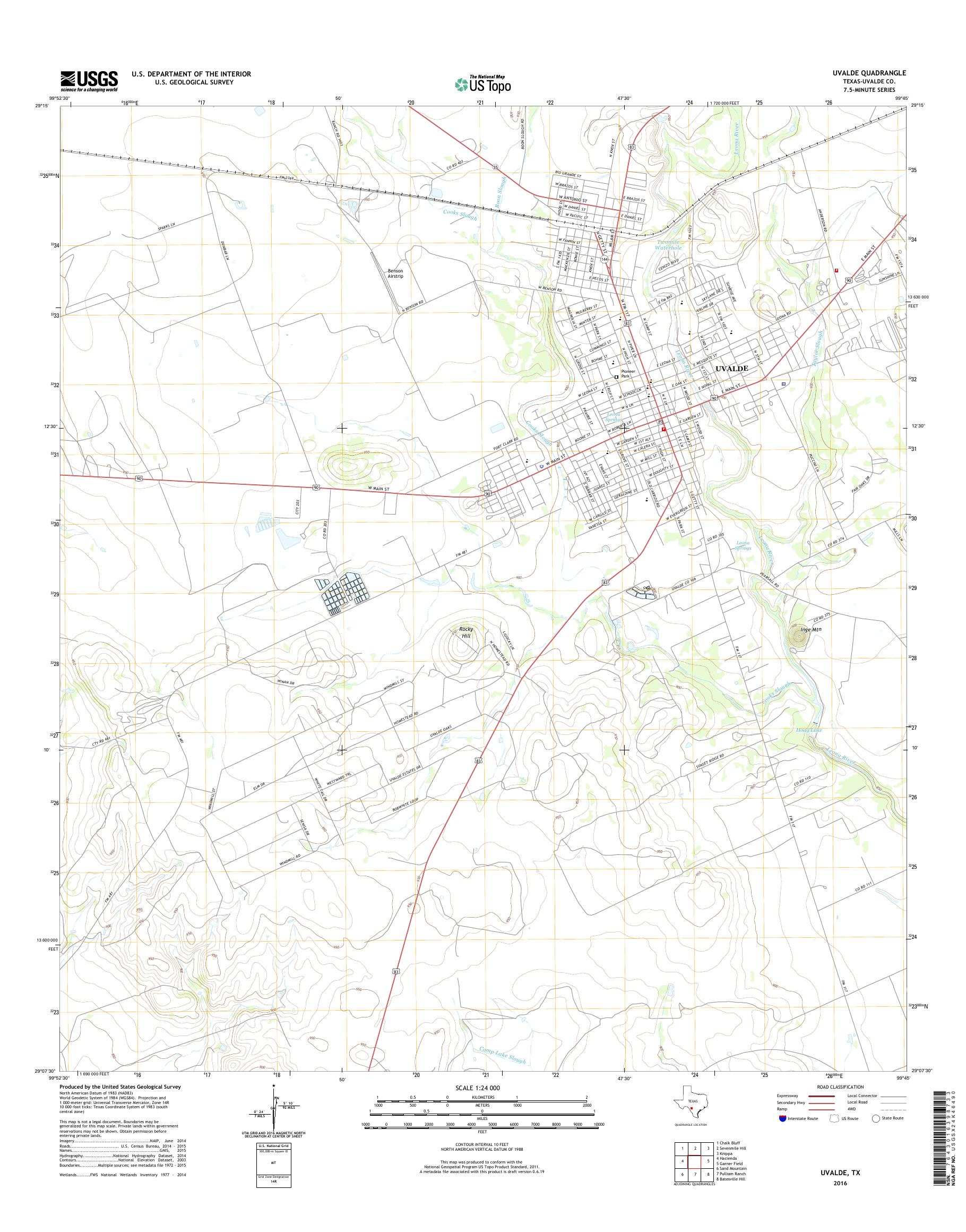 MyTopo Uvalde, Texas USGS Quad Topo Map