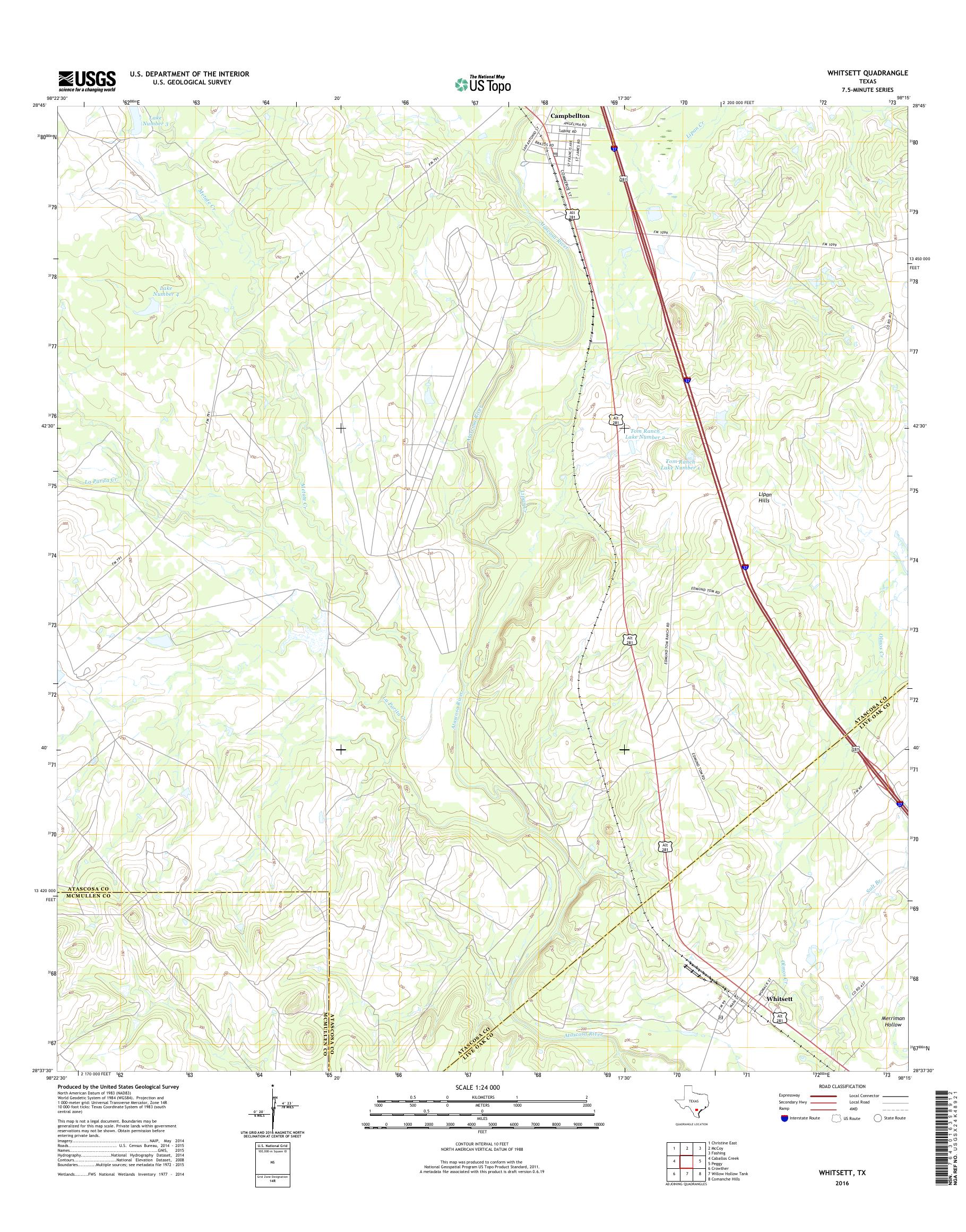 MyTopo Whitsett, Texas USGS Quad Topo Map