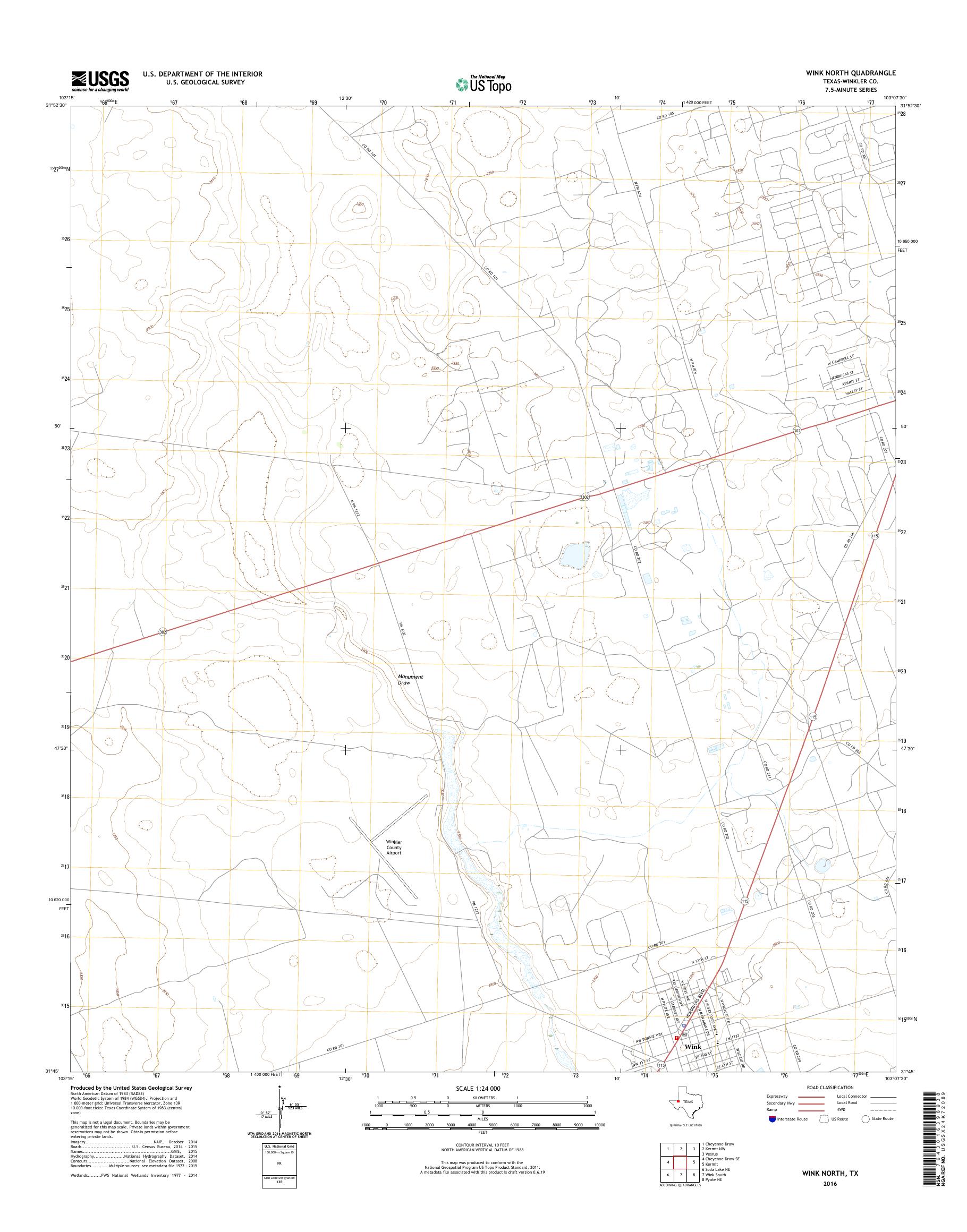 MyTopo Wink North, Texas USGS Quad Topo Map