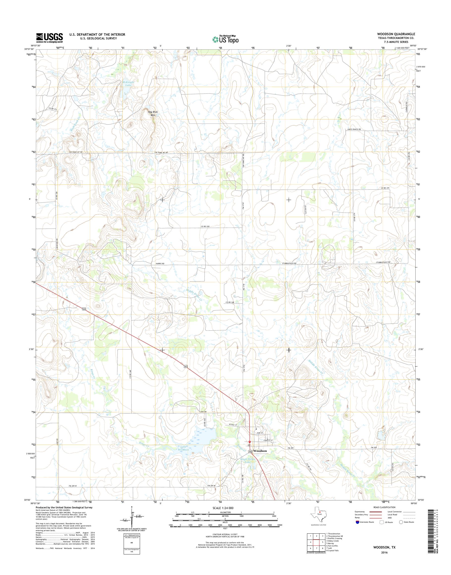 MyTopo Woodson, Texas USGS Quad Topo Map