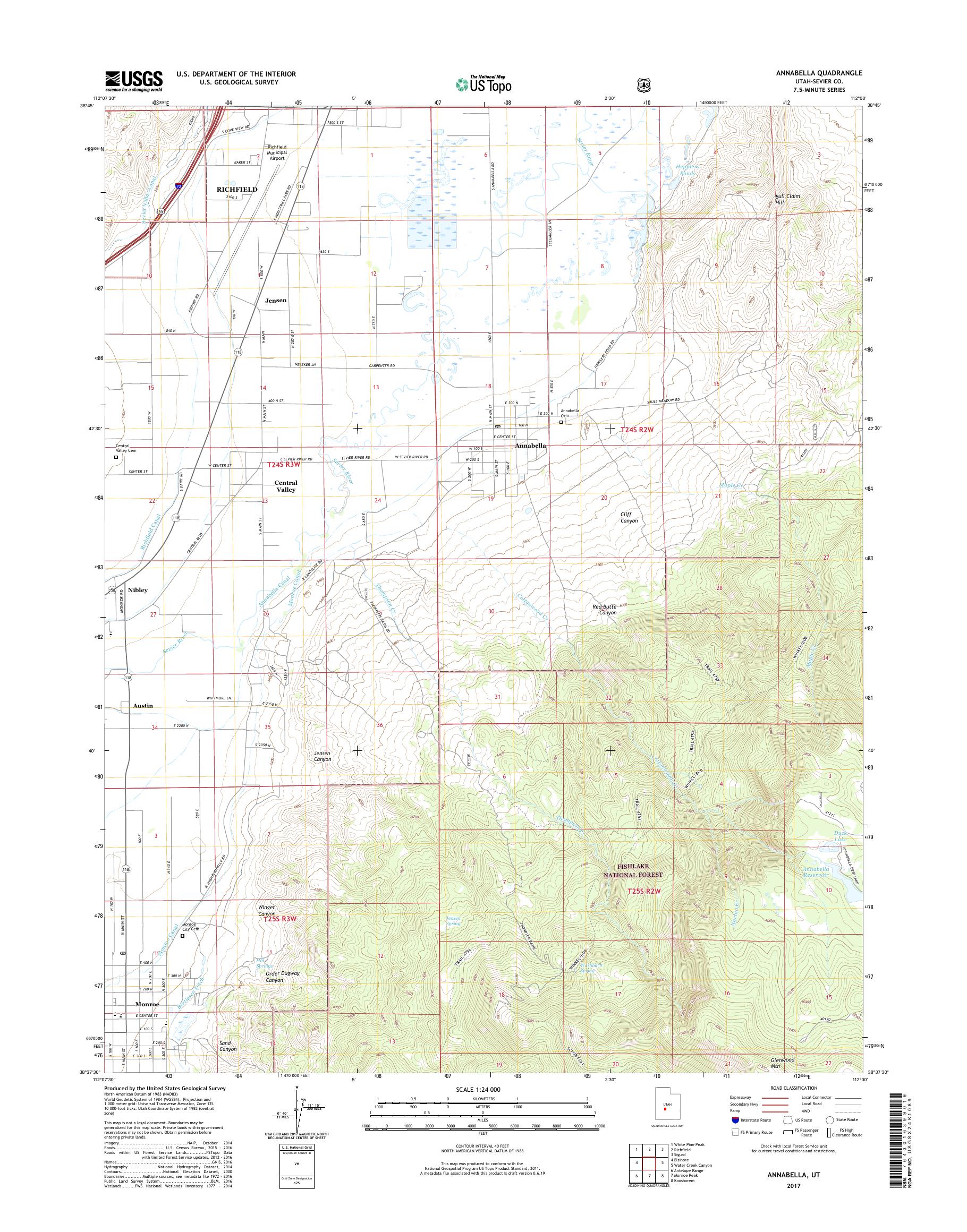 MyTopo Annabella, Utah USGS Quad Topo Map
