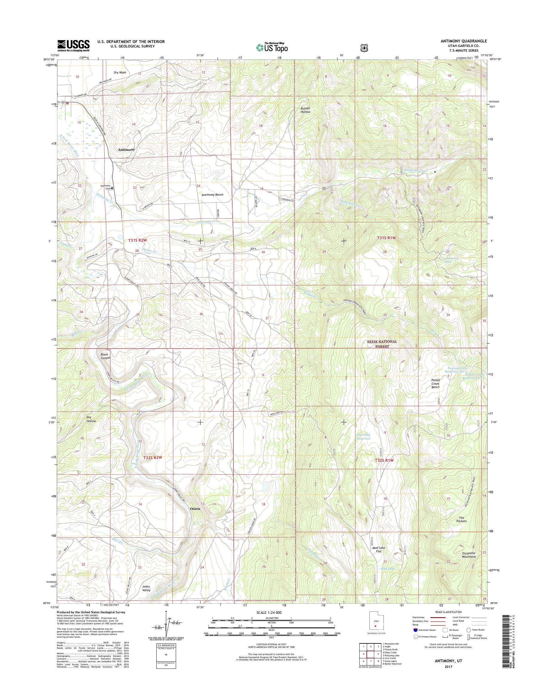 MyTopo Antimony, Utah USGS Quad Topo Map