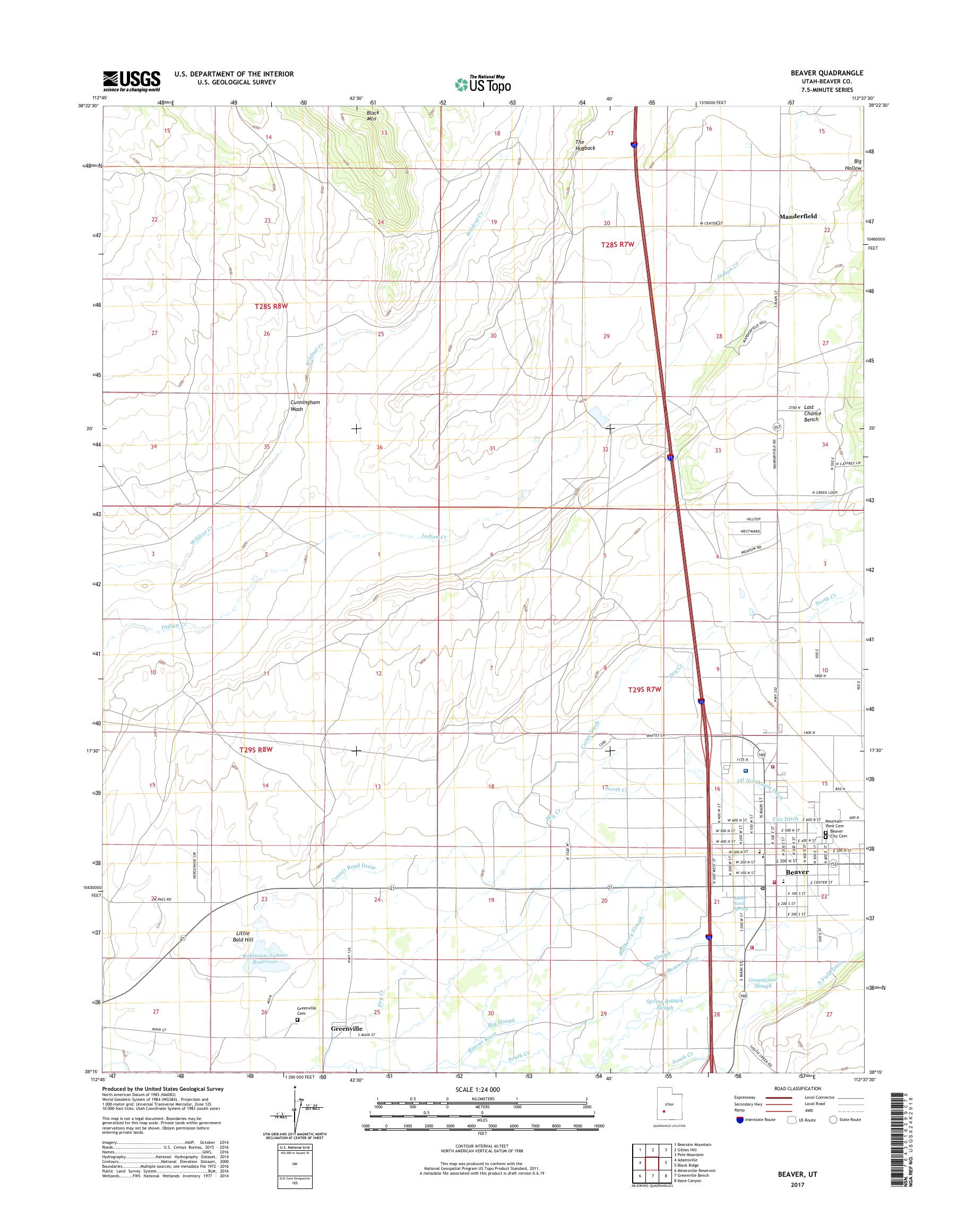 MyTopo Beaver, Utah USGS Quad Topo Map