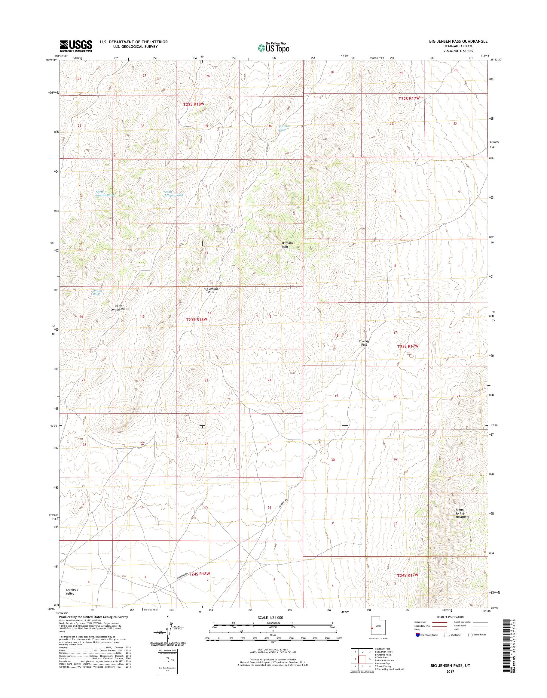 MyTopo Big Jensen Pass, Utah USGS Quad Topo Map