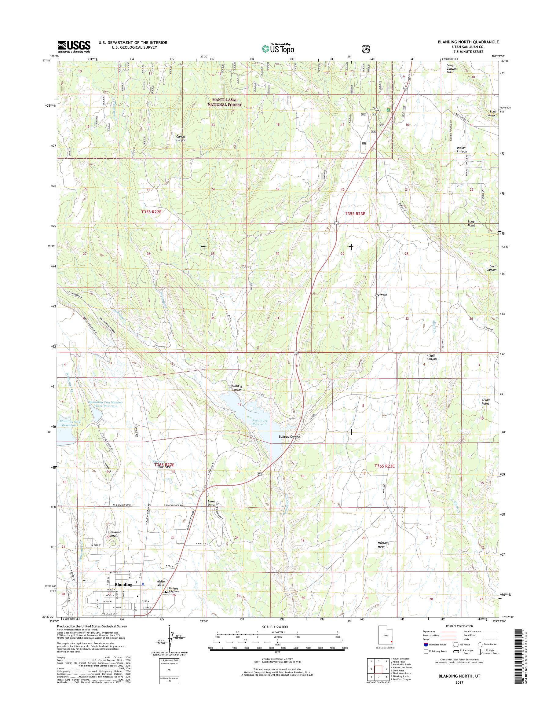 MyTopo Blanding North, Utah USGS Quad Topo Map