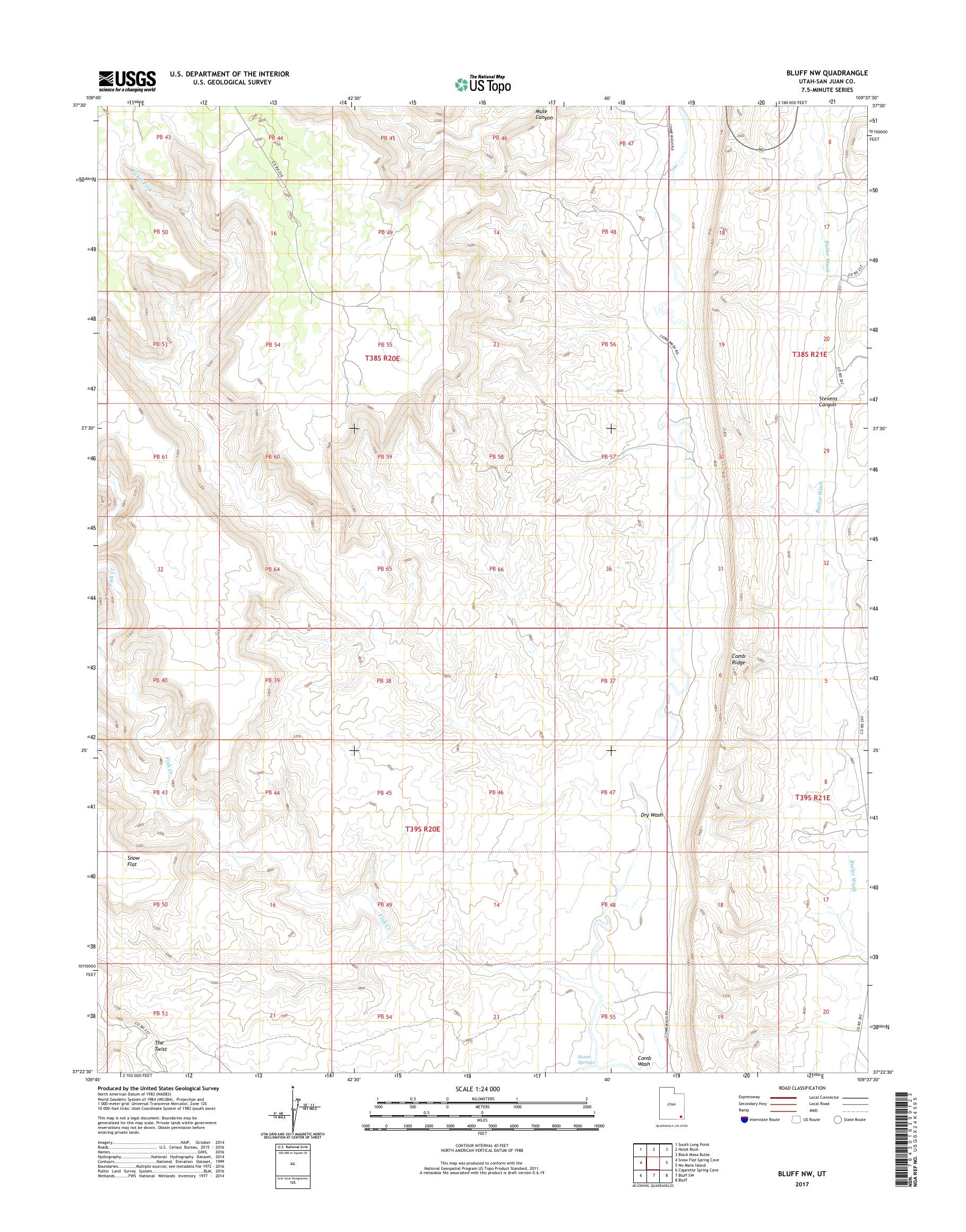 MyTopo Bluff NW, Utah USGS Quad Topo Map