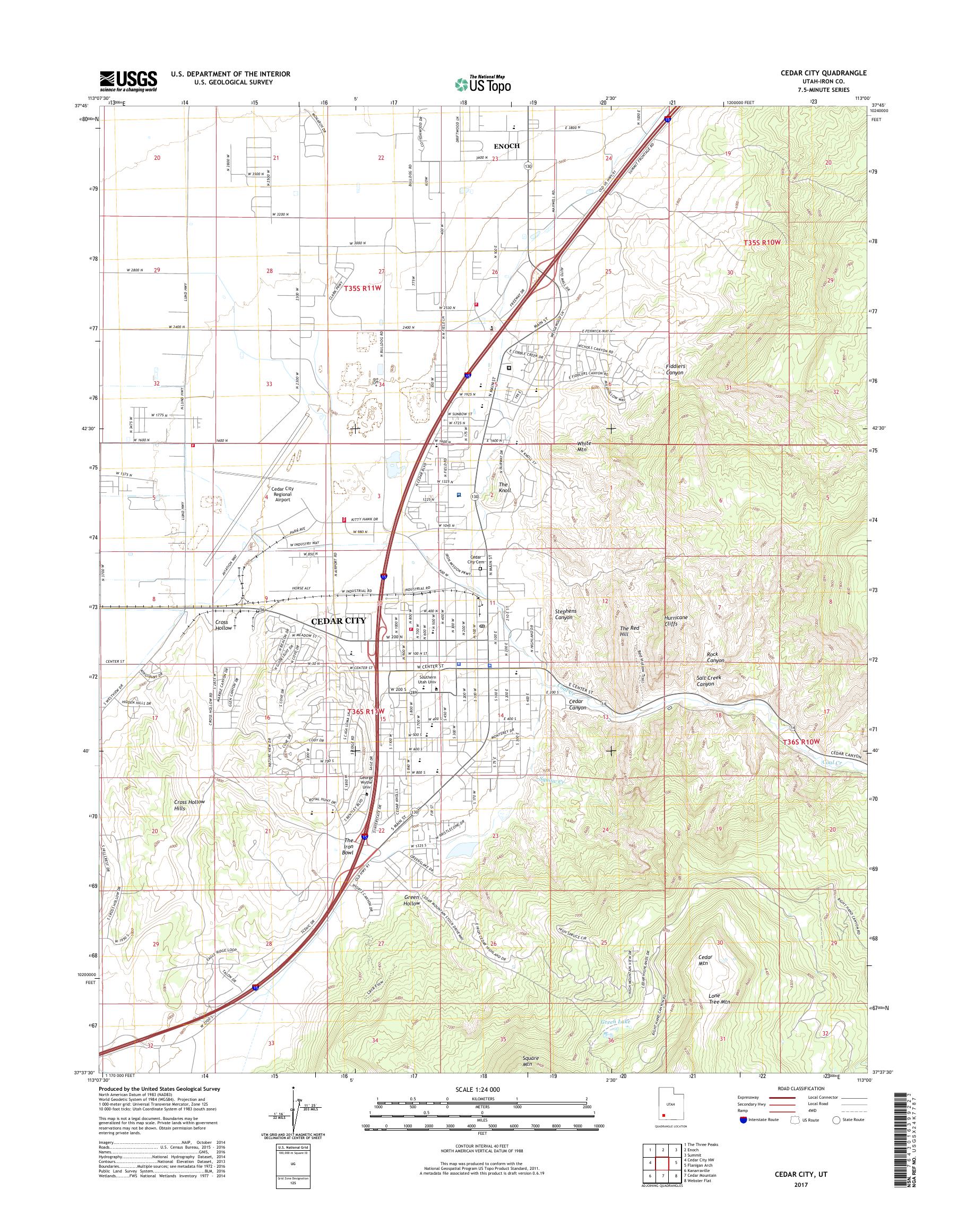 MyTopo Cedar City, Utah USGS Quad Topo Map