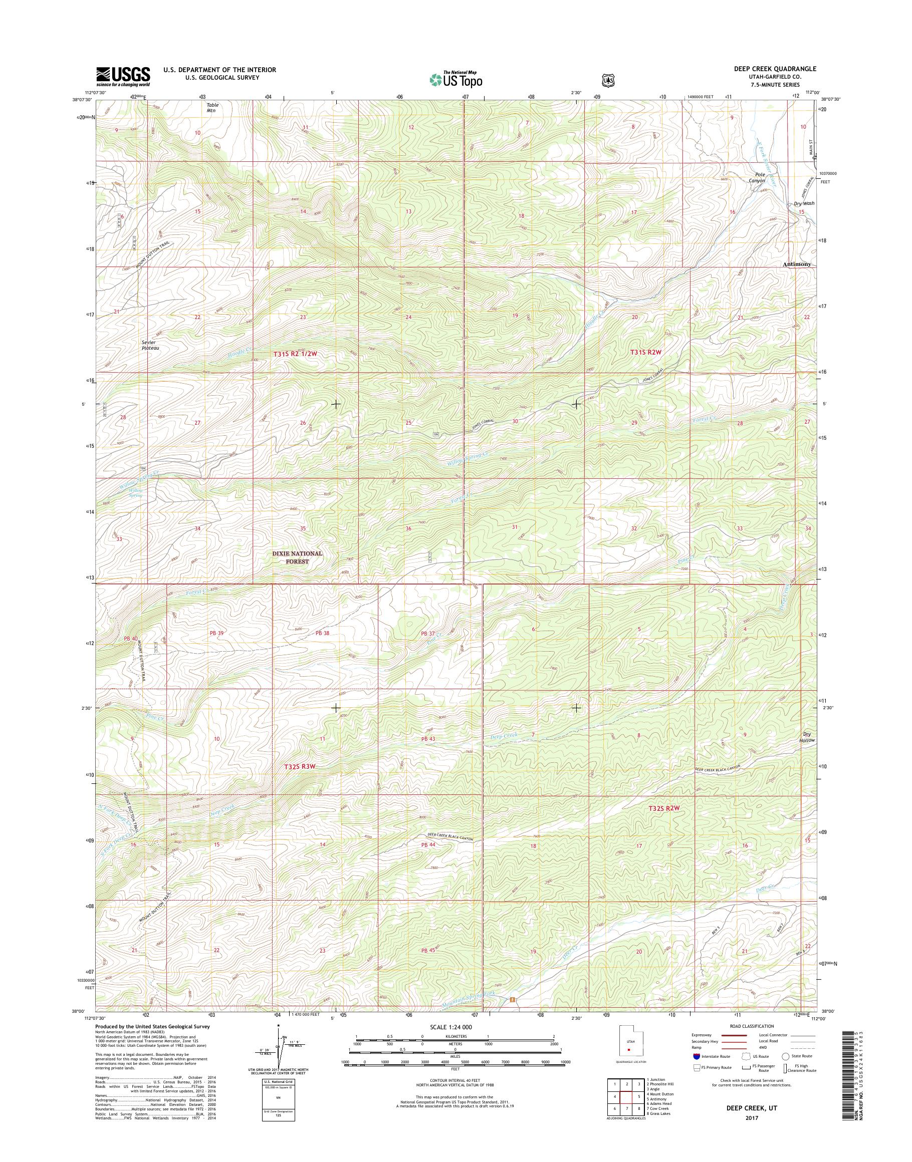 MyTopo Deep Creek Utah USGS Quad - UT Deep Creek 20170301 TM Geo