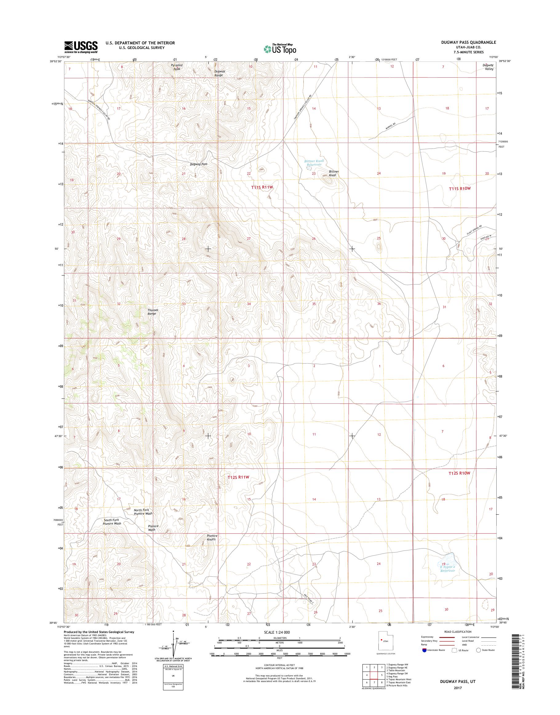 MyTopo Dugway Pass, Utah USGS Quad Topo Map