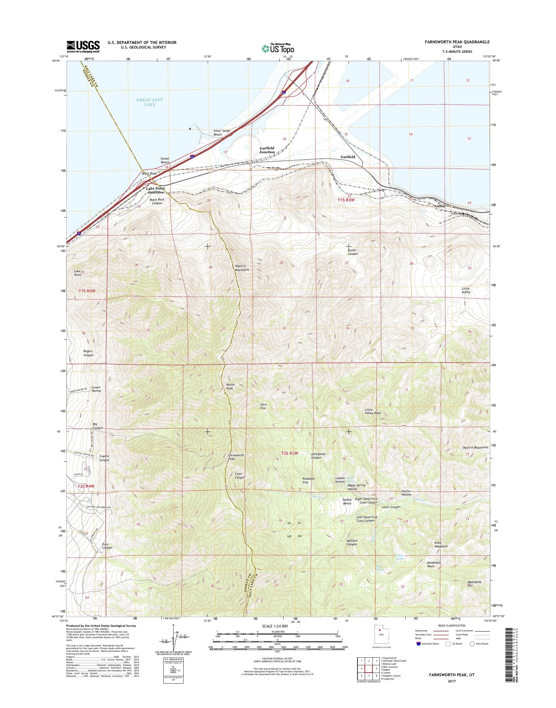 MyTopo Farnsworth Peak, Utah USGS Quad Topo Map