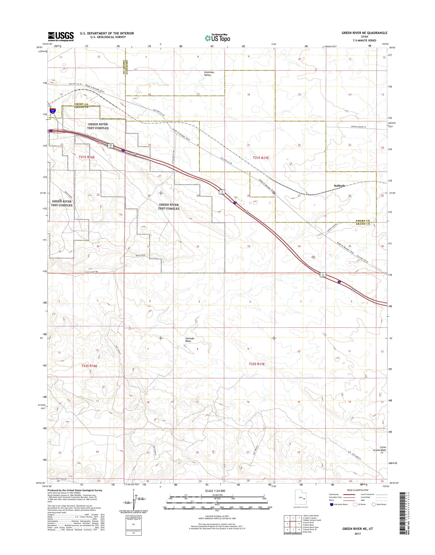 MyTopo Green River NE, Utah USGS Quad Topo Map