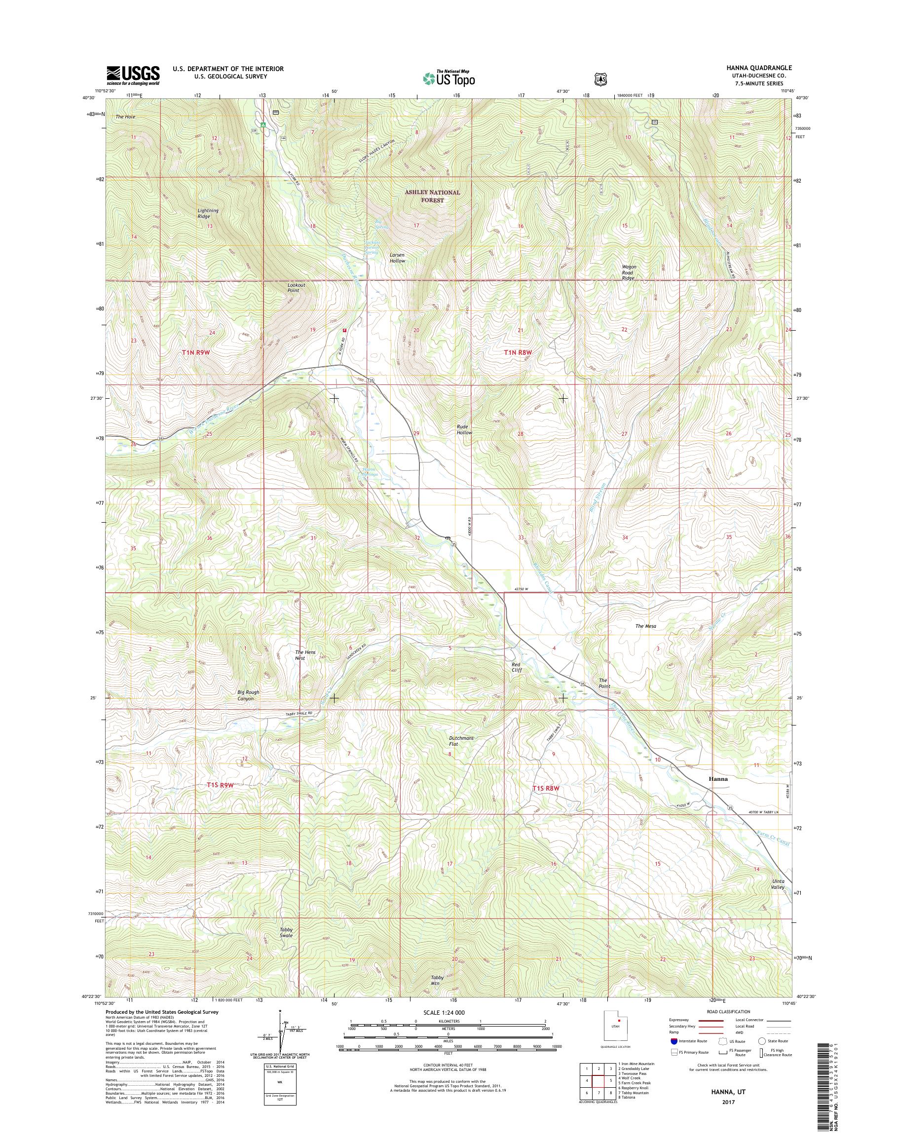 MyTopo Hanna, Utah USGS Quad Topo Map