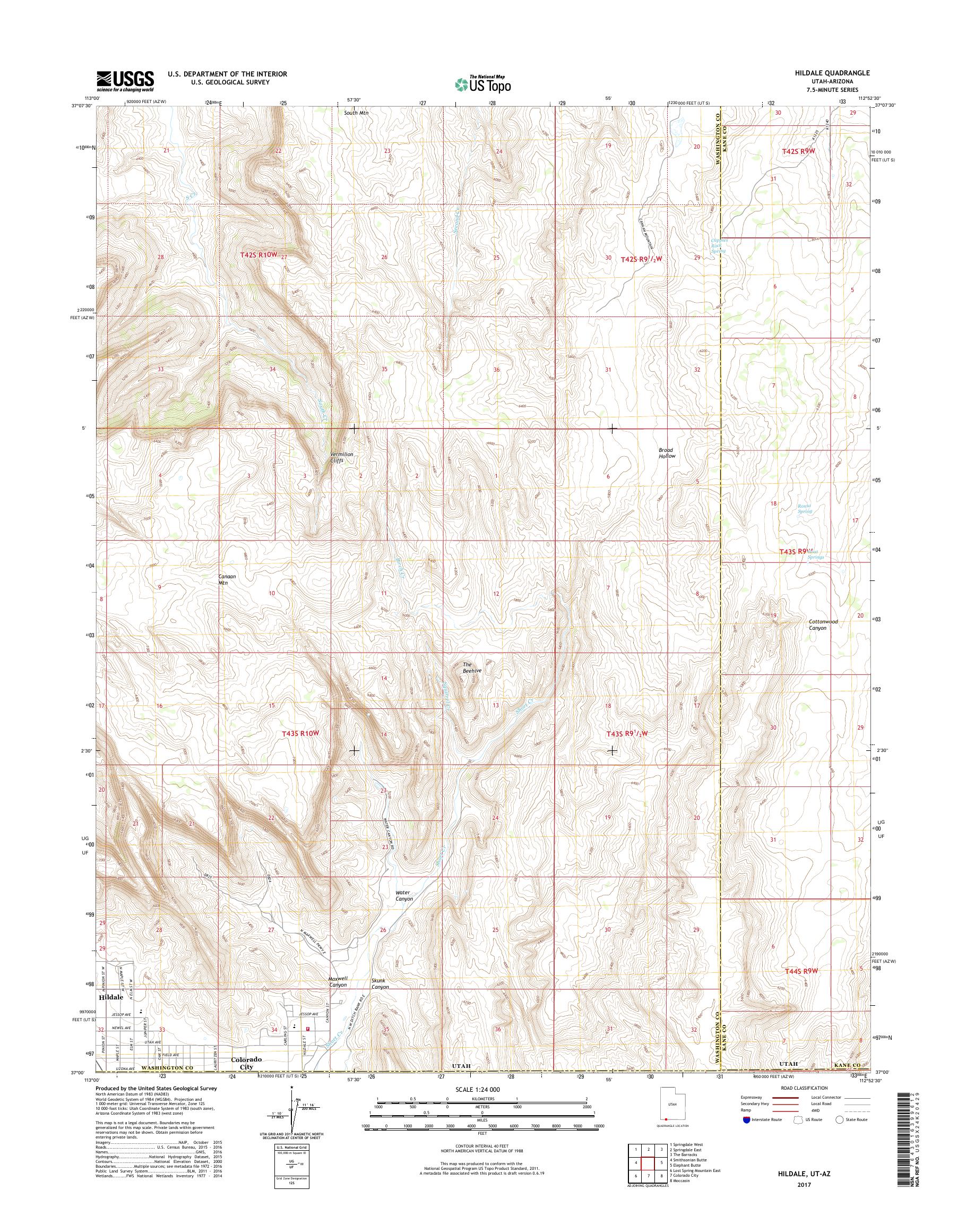 MyTopo Hildale, Utah USGS Quad Topo Map