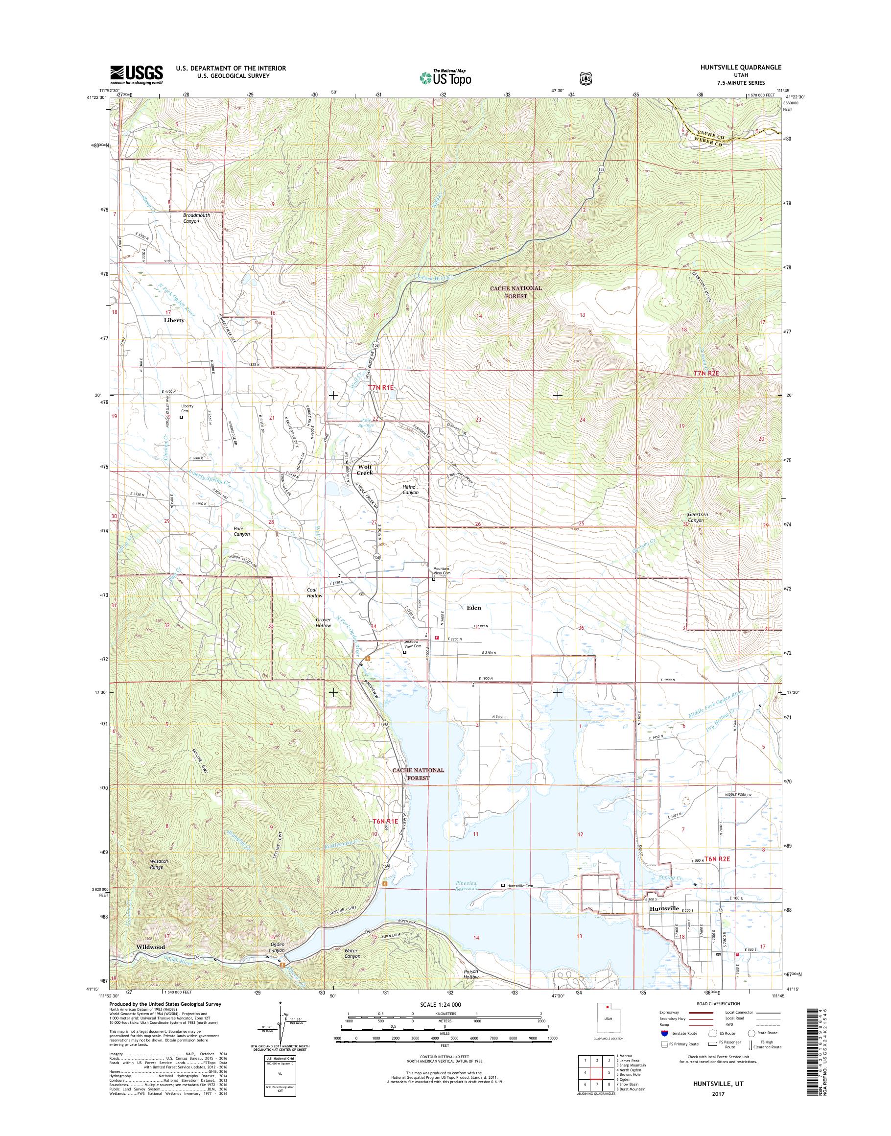 MyTopo Huntsville, Utah USGS Quad Topo Map