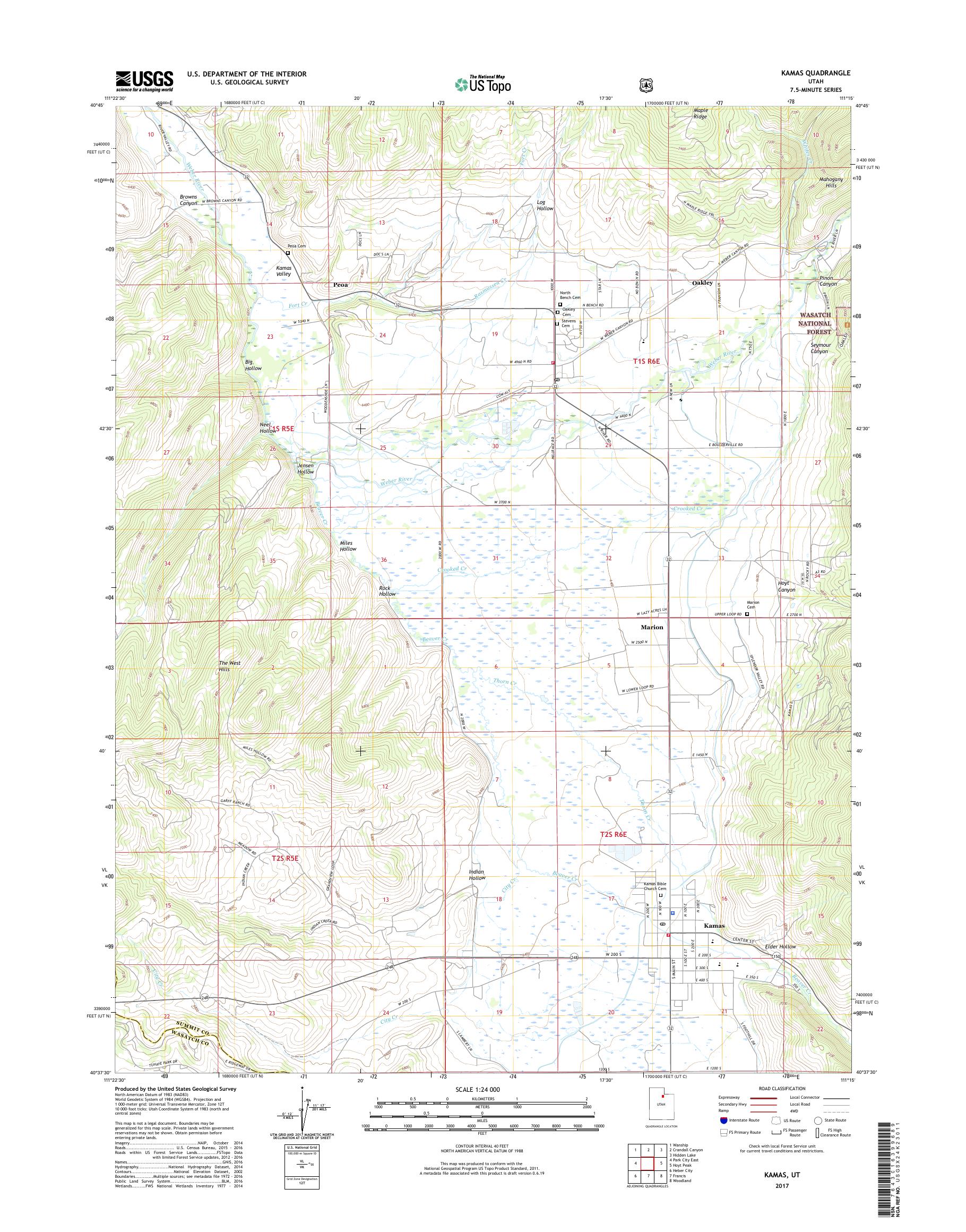 MyTopo Kamas, Utah USGS Quad Topo Map