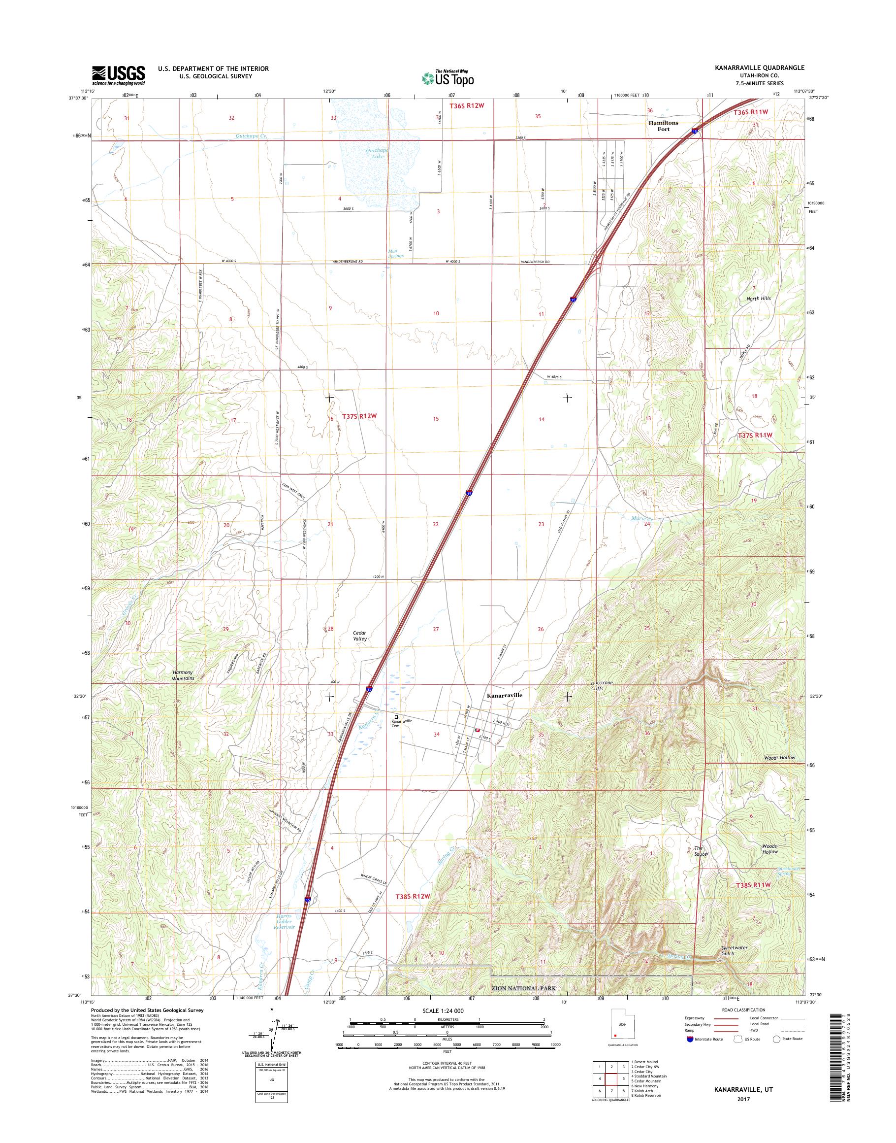 MyTopo Kanarraville, Utah USGS Quad Topo Map