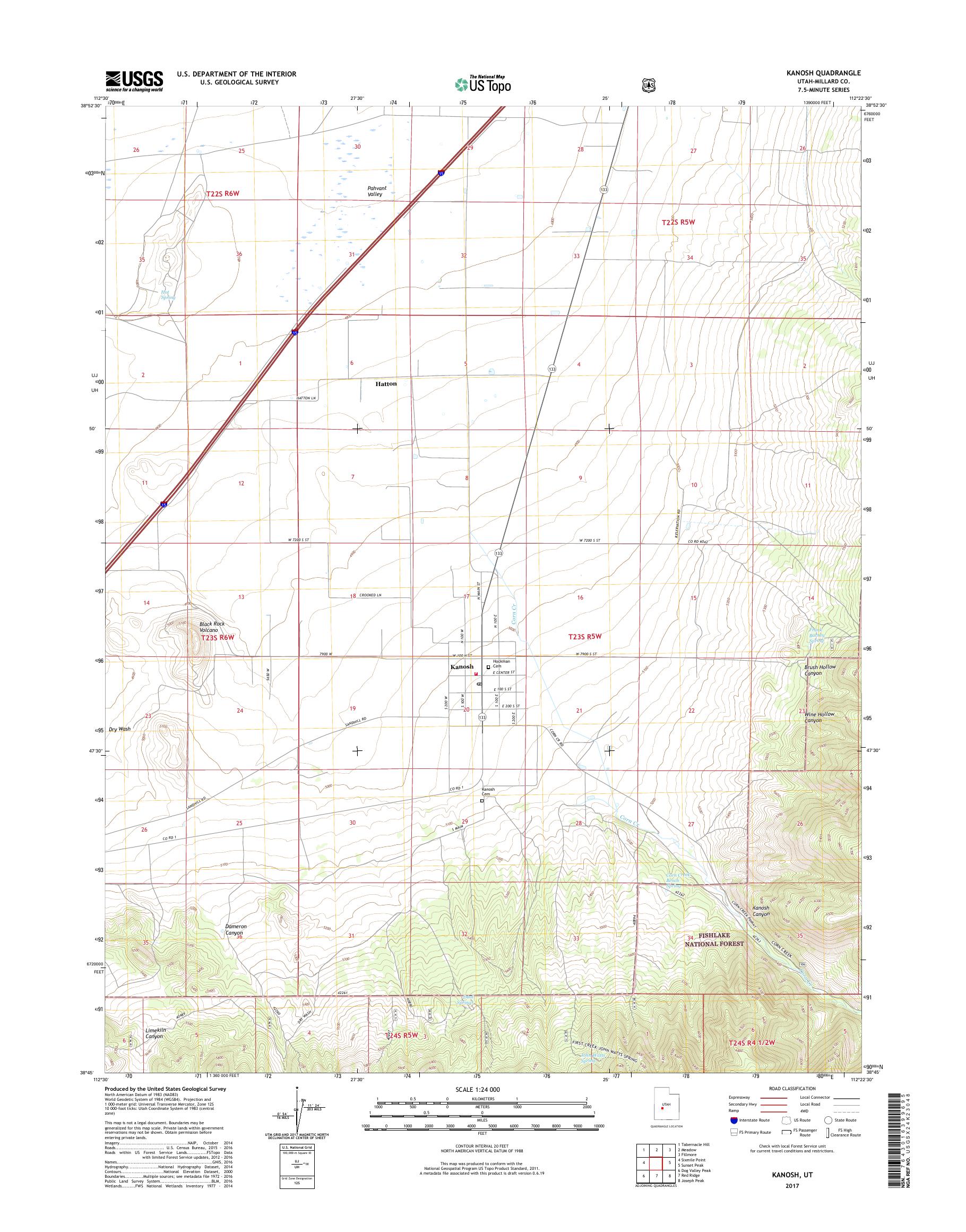 MyTopo Kanosh, Utah USGS Quad Topo Map