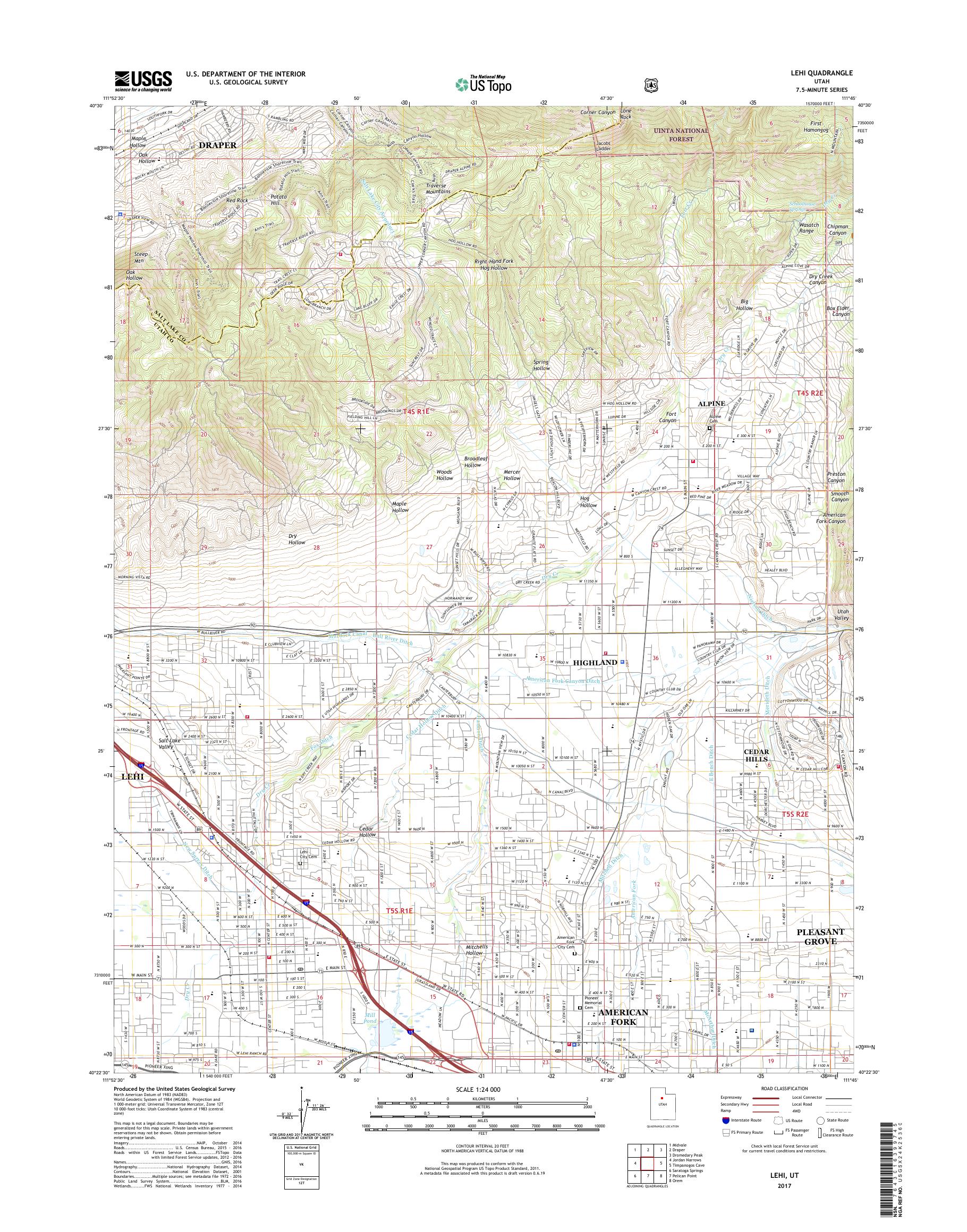 MyTopo Lehi, Utah USGS Quad Topo Map