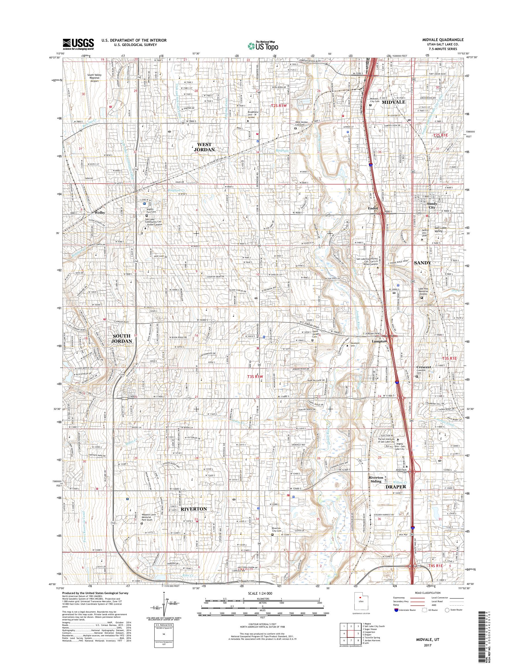 MyTopo Midvale, Utah USGS Quad Topo Map