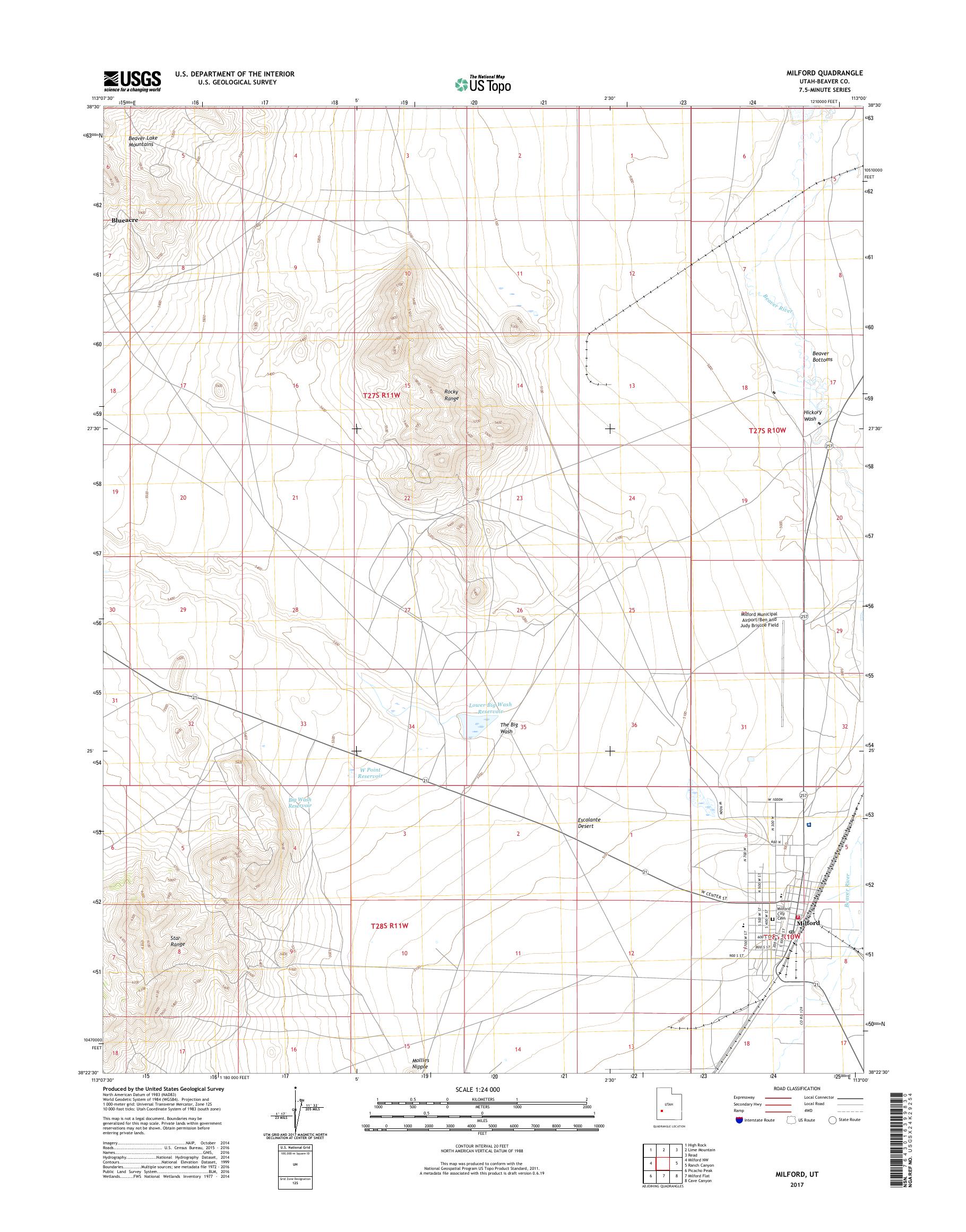 MyTopo Milford, Utah USGS Quad Topo Map