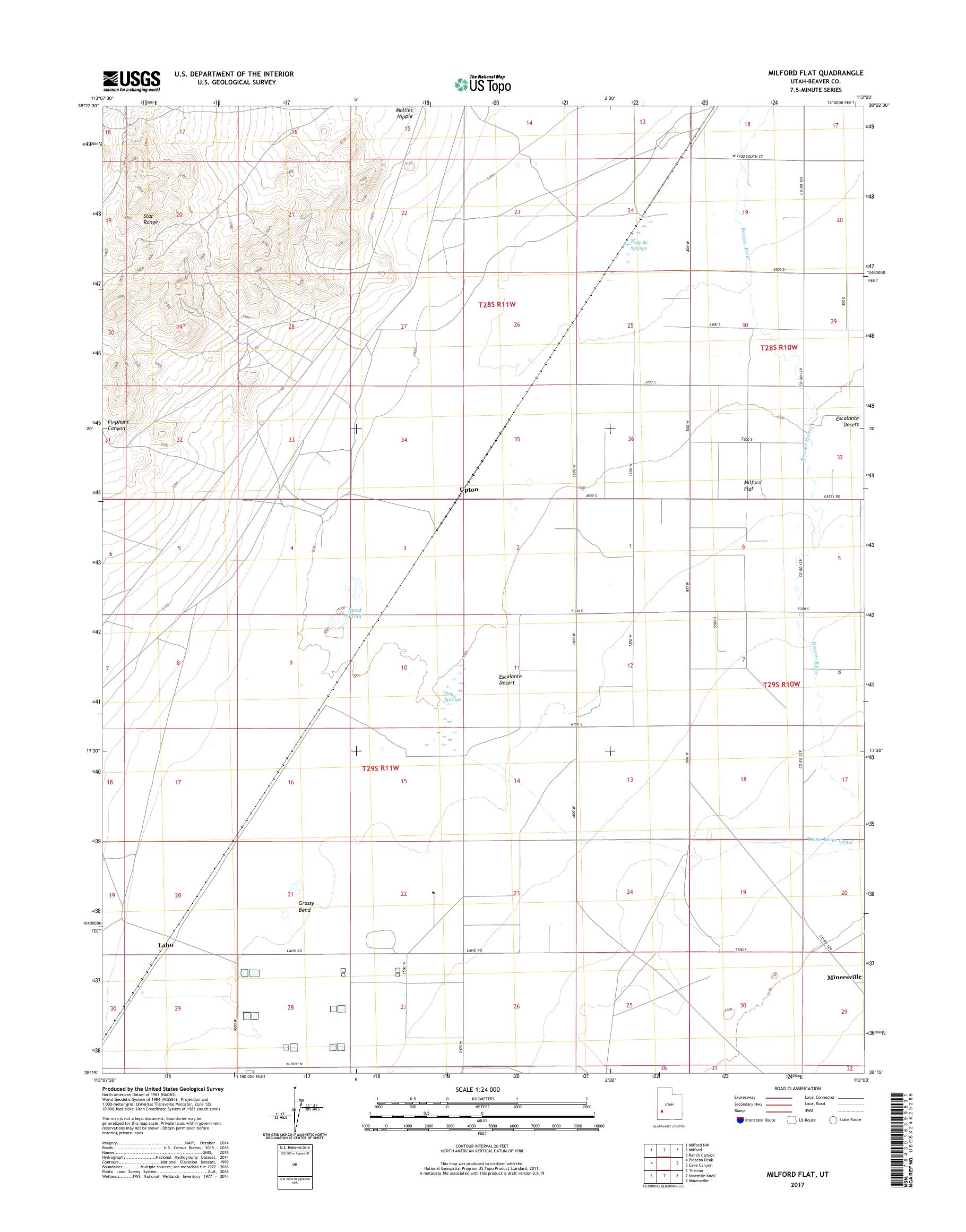 MyTopo Milford Flat, Utah USGS Quad Topo Map