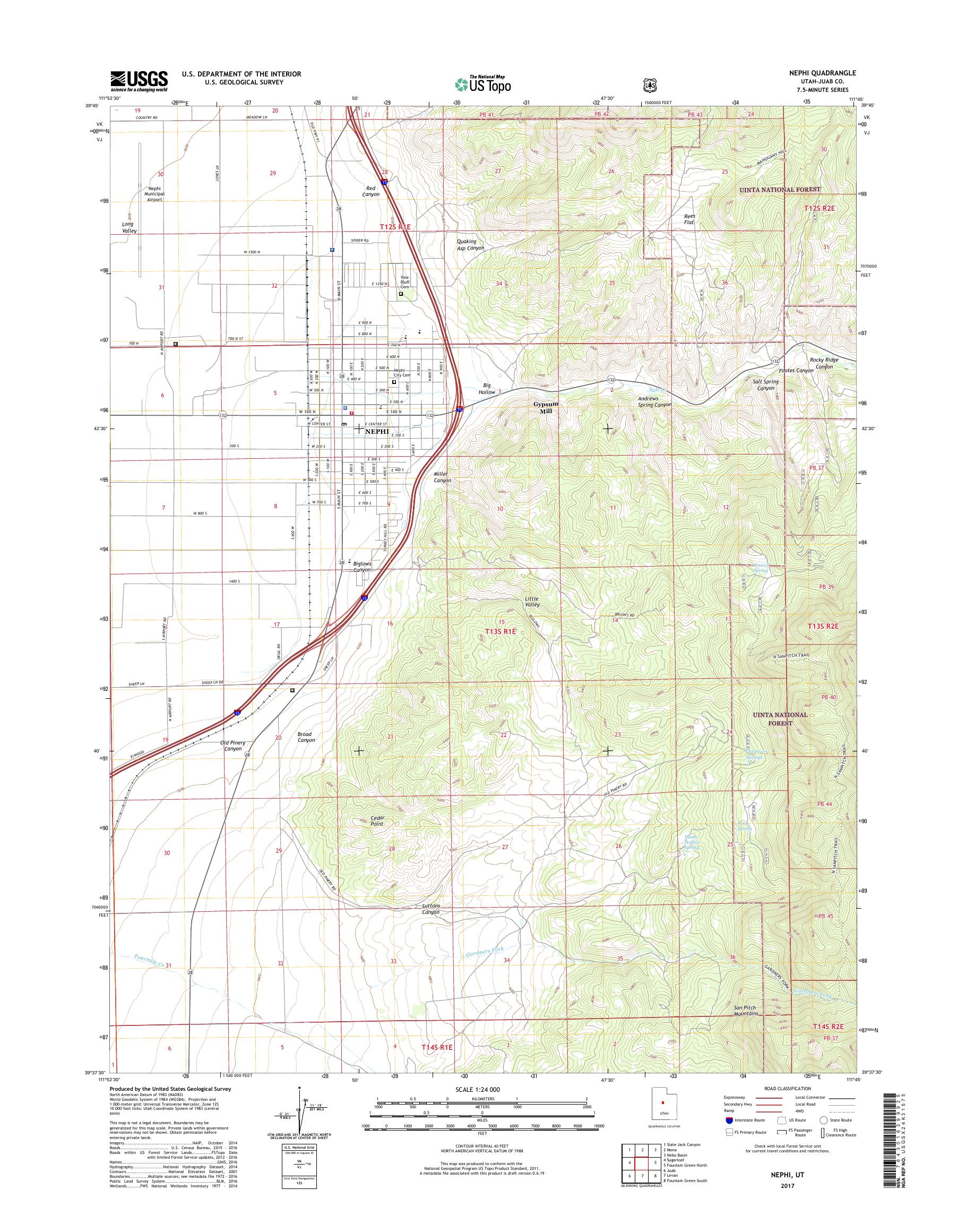 MyTopo Nephi, Utah USGS Quad Topo Map
