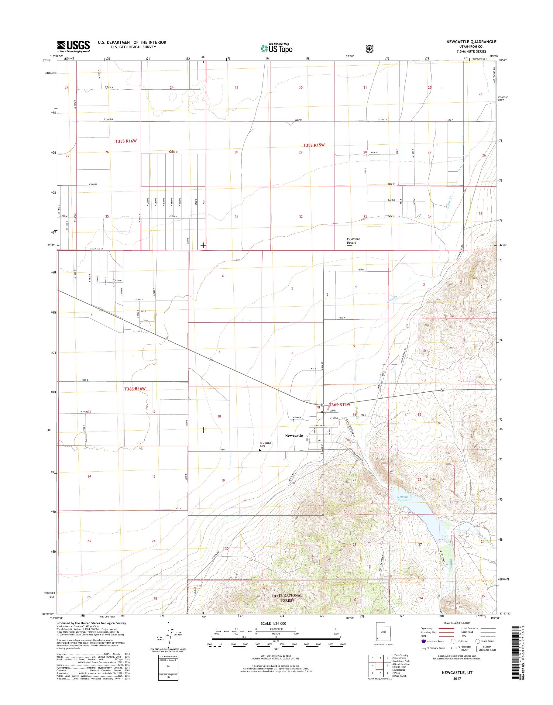 MyTopo Newcastle, Utah USGS Quad Topo Map