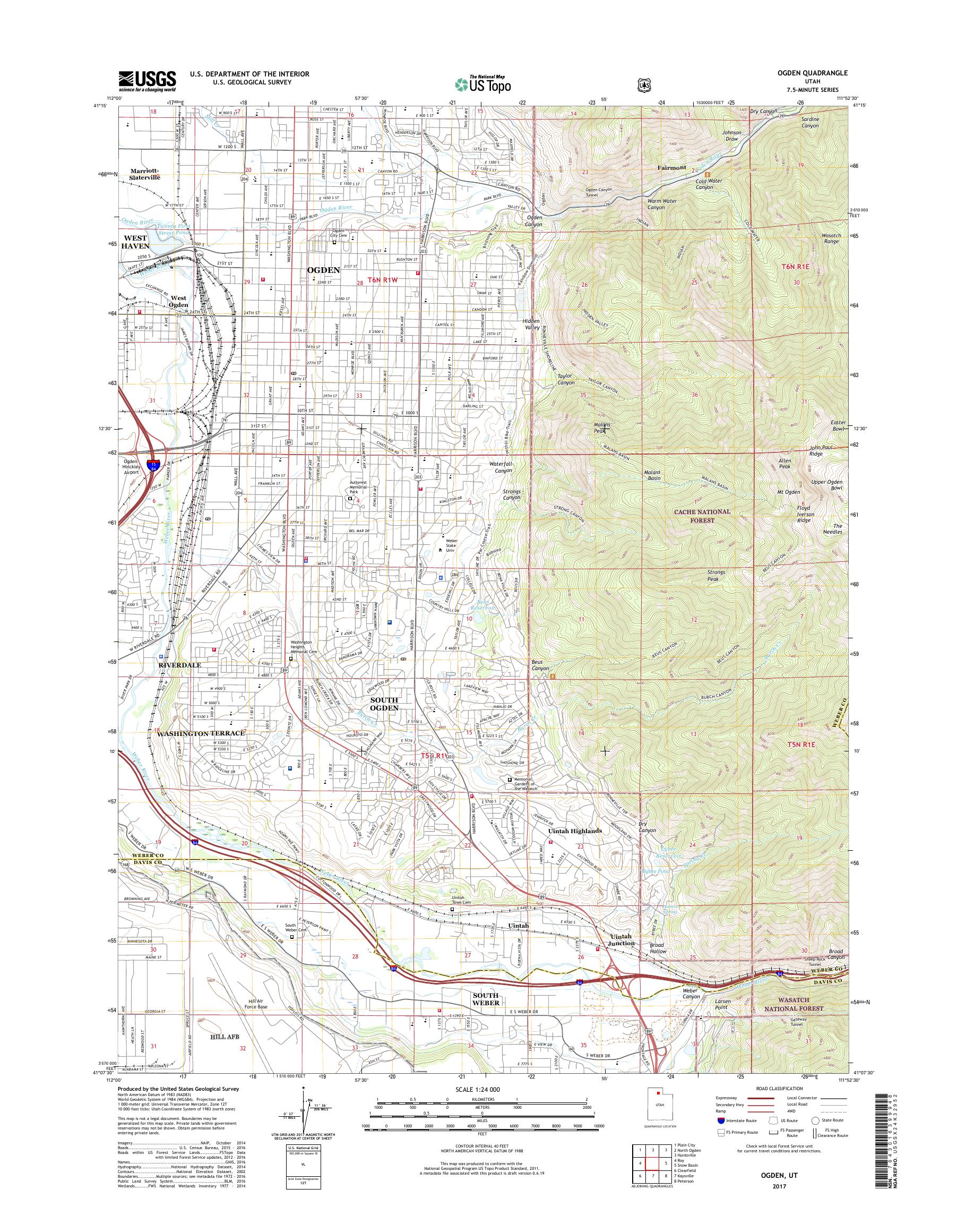 MyTopo Ogden, Utah USGS Quad Topo Map