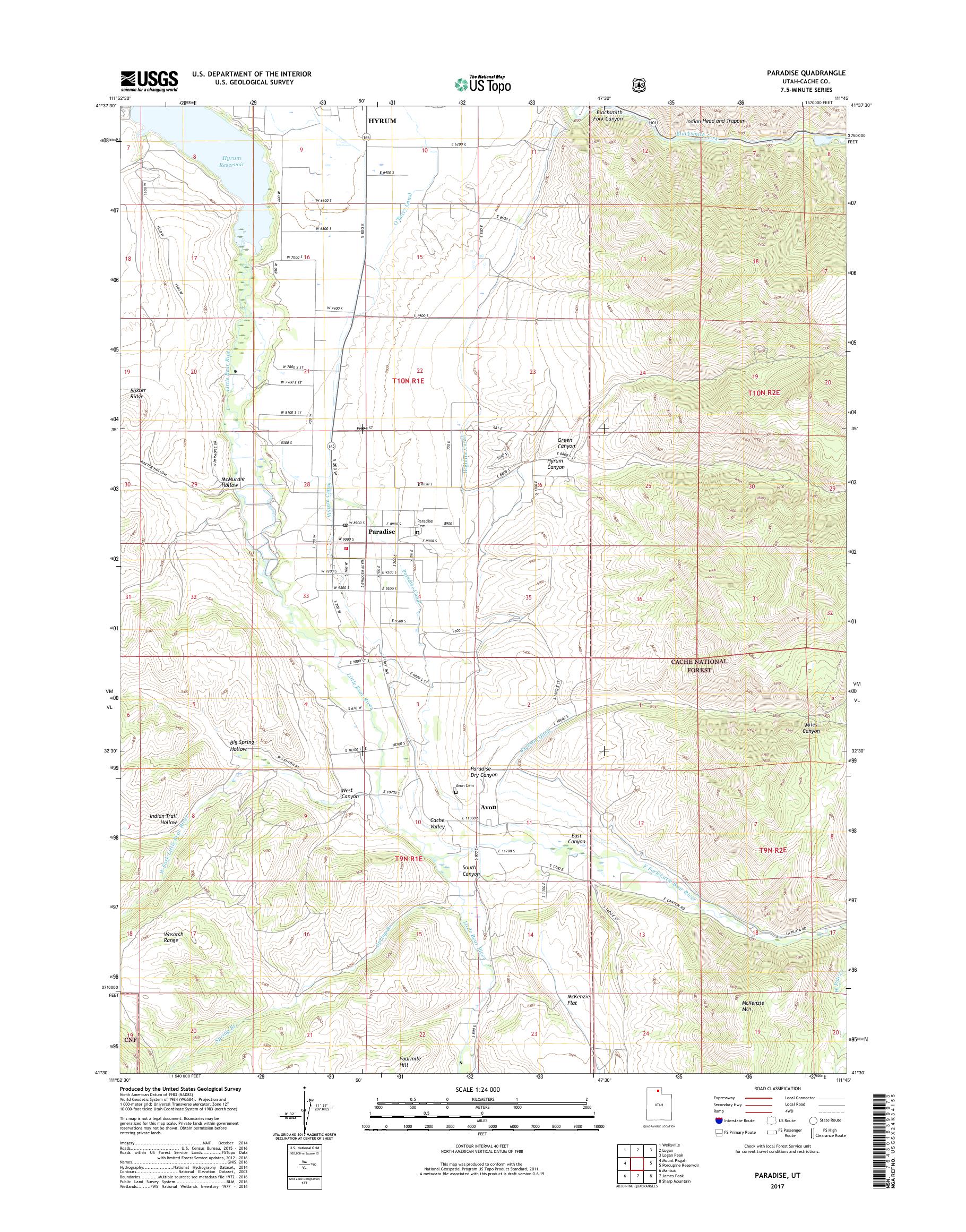 MyTopo Paradise, Utah USGS Quad Topo Map