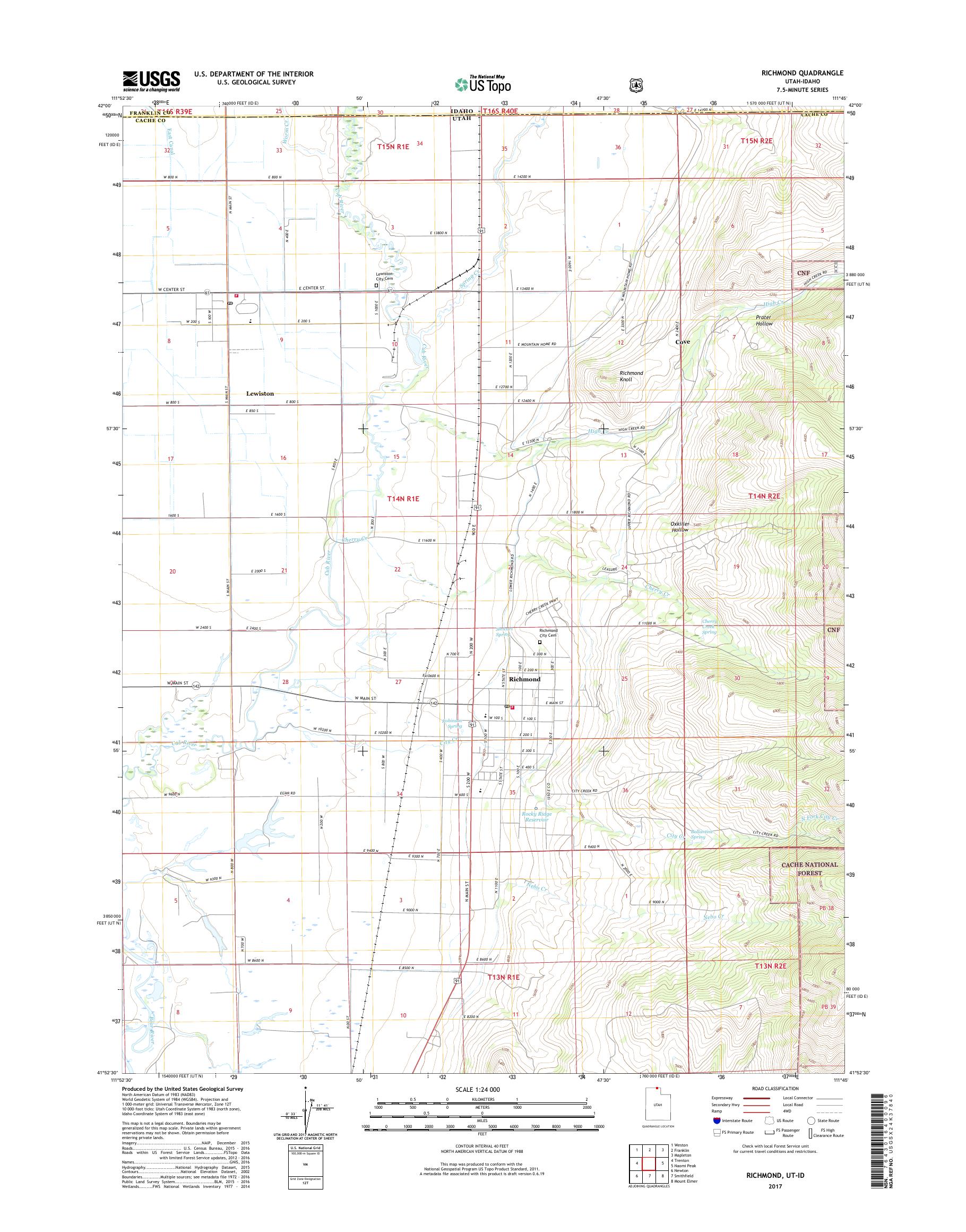 MyTopo Richmond, Utah USGS Quad Topo Map