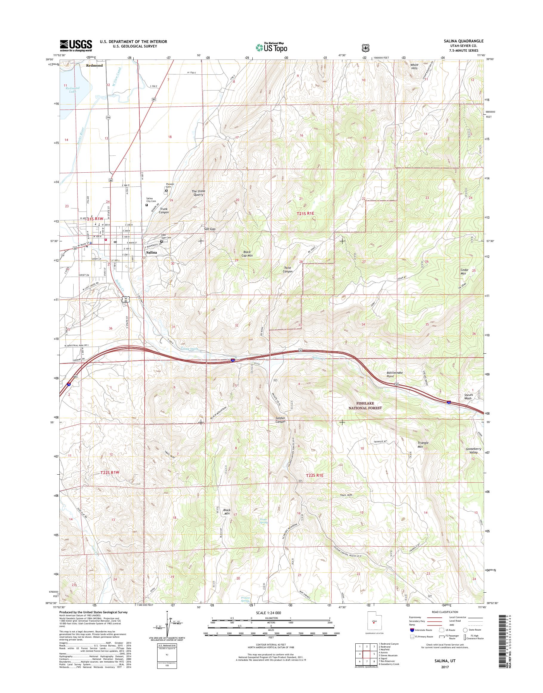 MyTopo Salina, Utah USGS Quad Topo Map