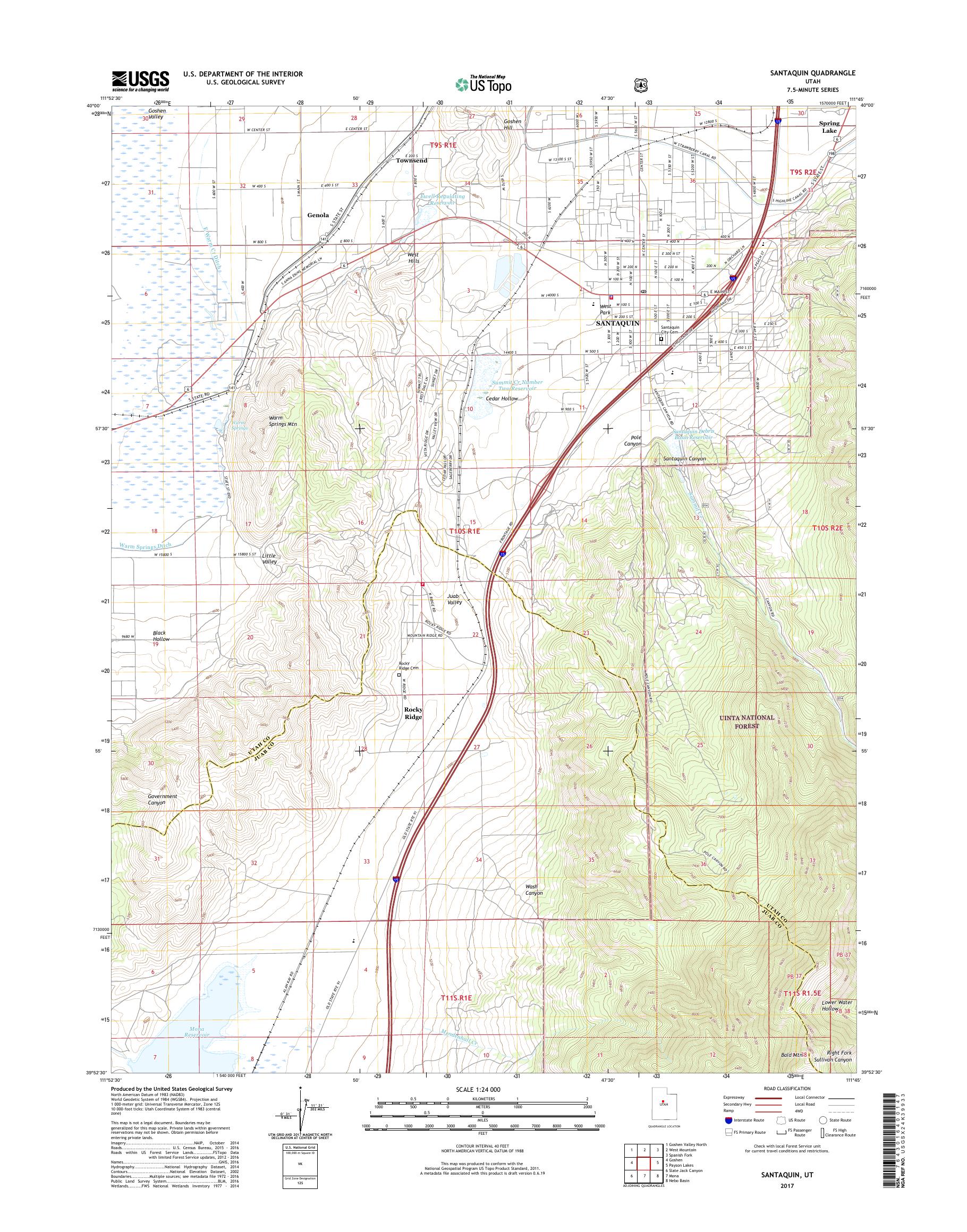MyTopo Santaquin, Utah USGS Quad Topo Map