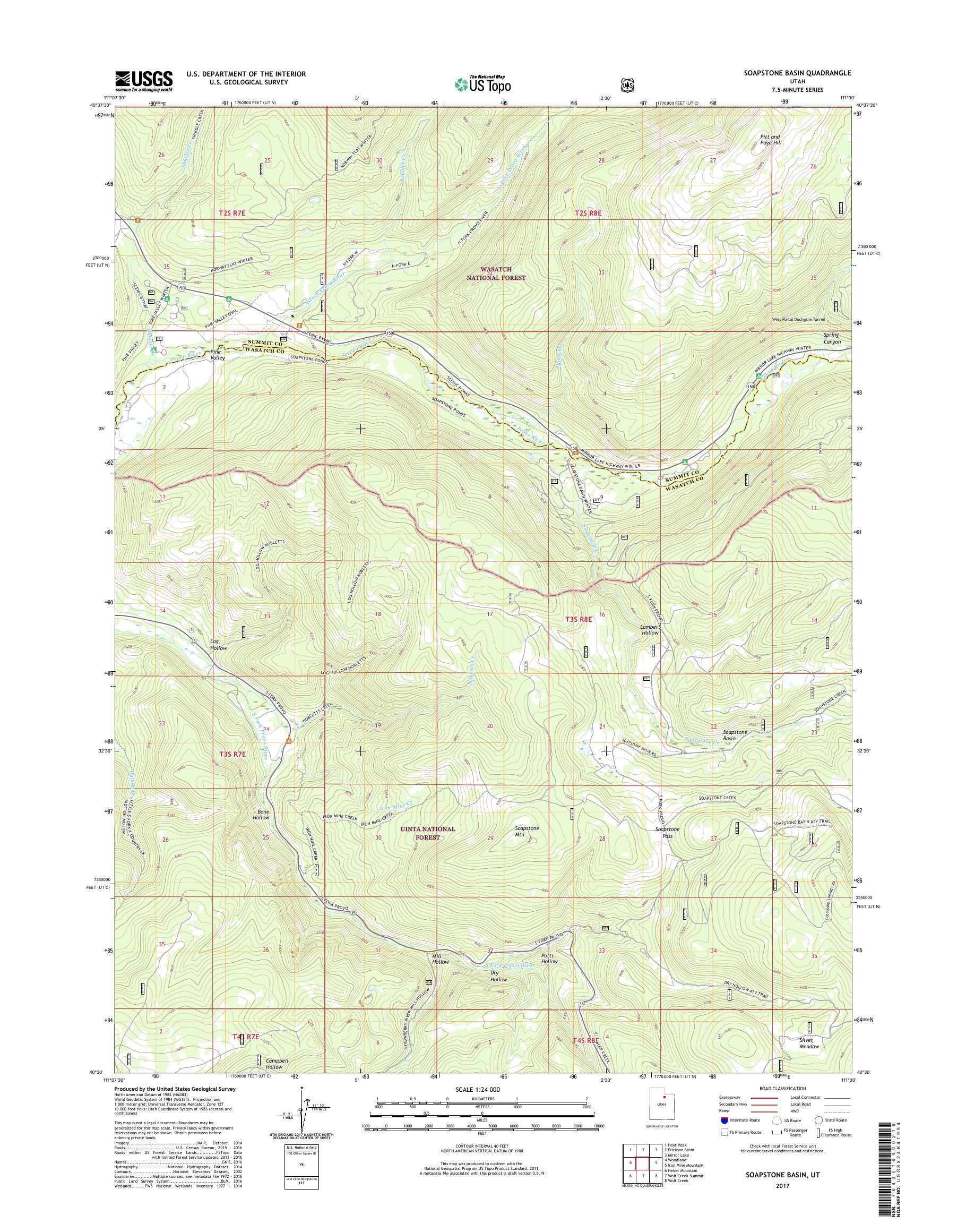 MyTopo Soapstone Basin, Utah USGS Quad Topo Map