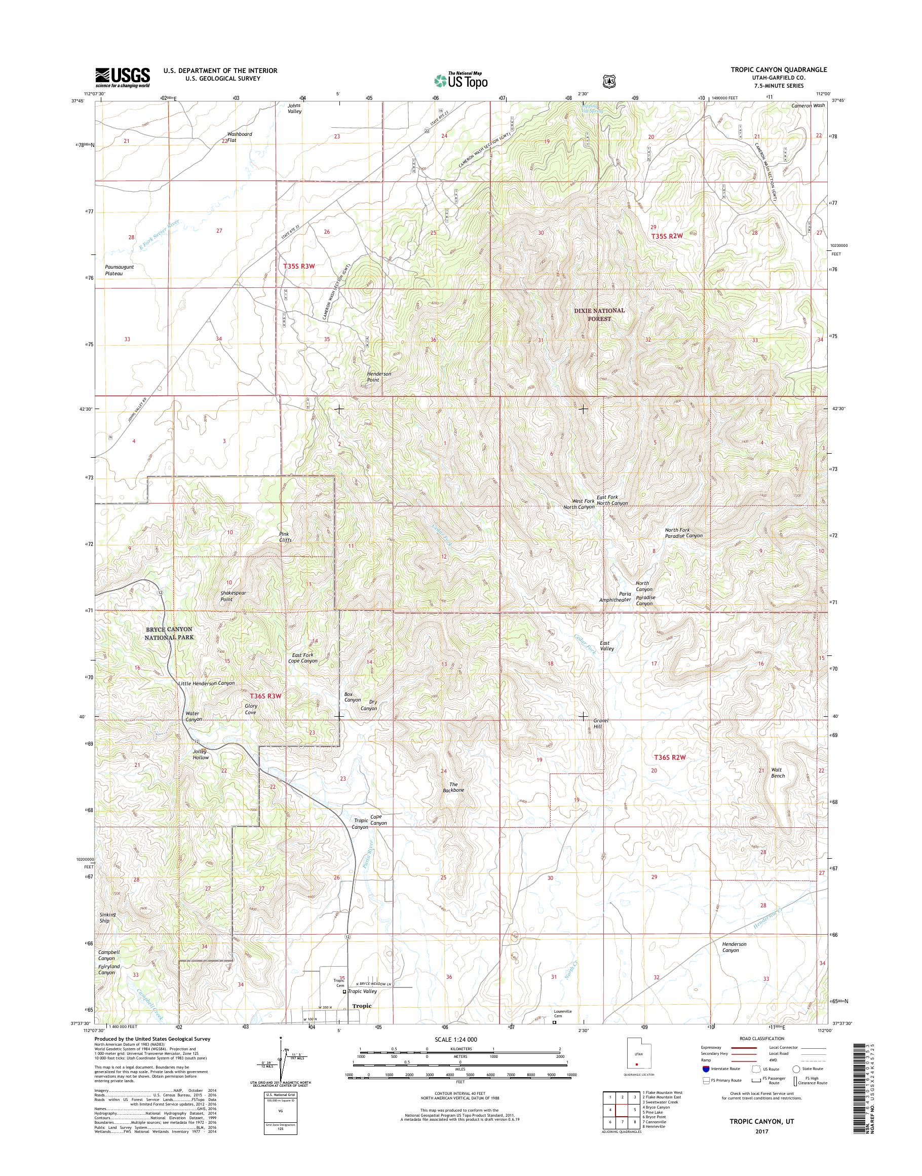 MyTopo Tropic Canyon, Utah USGS Quad Topo Map