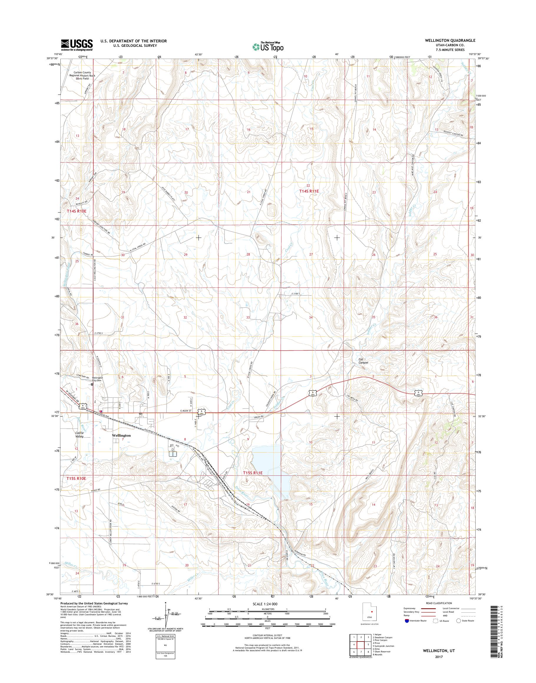 MyTopo Wellington, Utah USGS Quad Topo Map