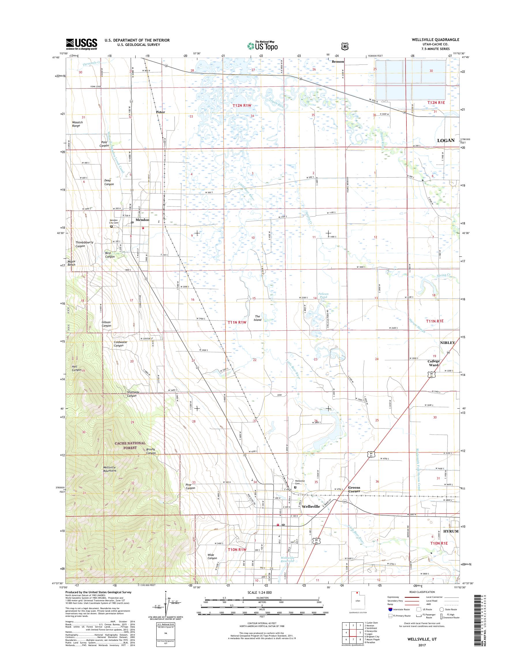 MyTopo Wellsville, Utah USGS Quad Topo Map