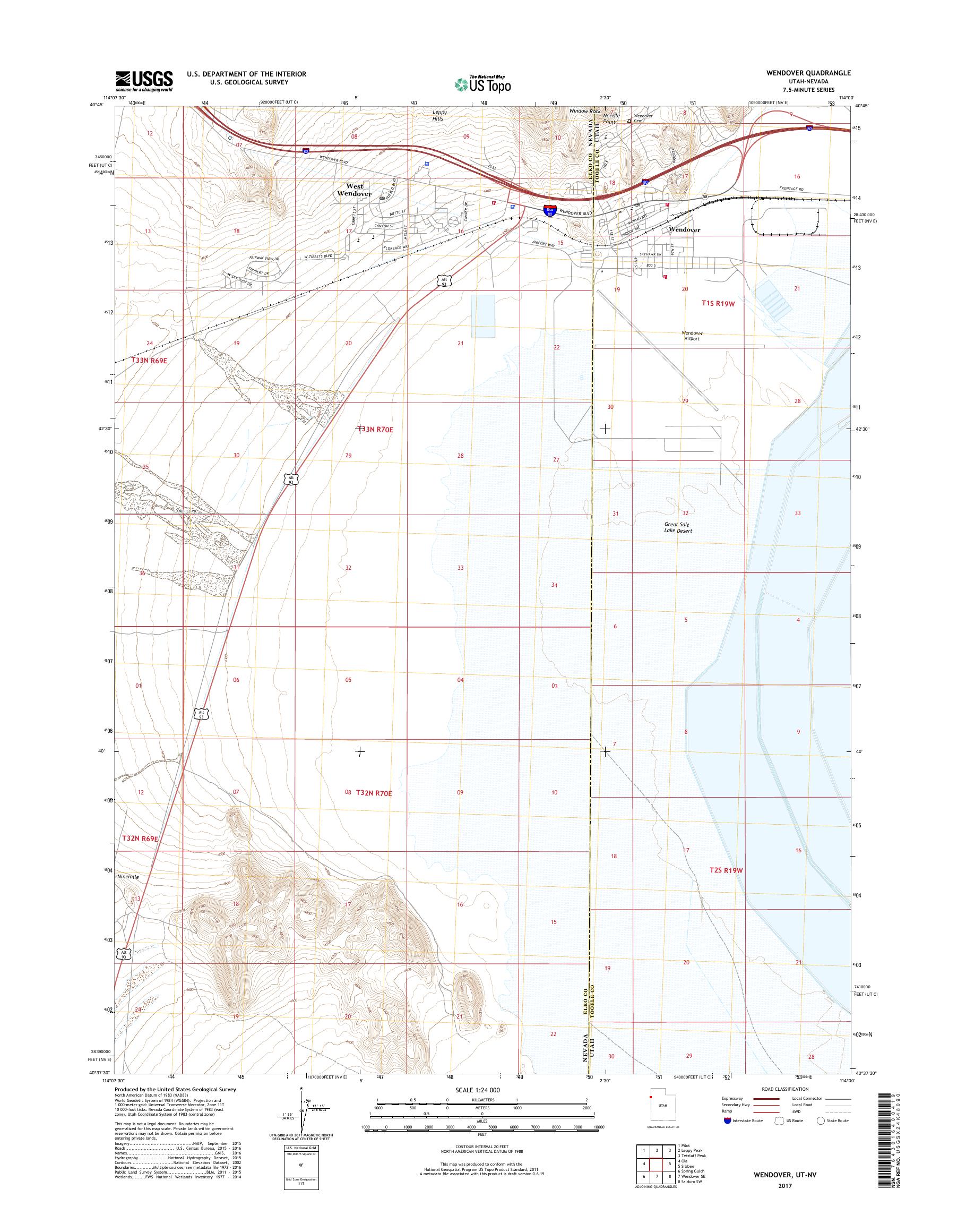 MyTopo Wendover, Utah USGS Quad Topo Map