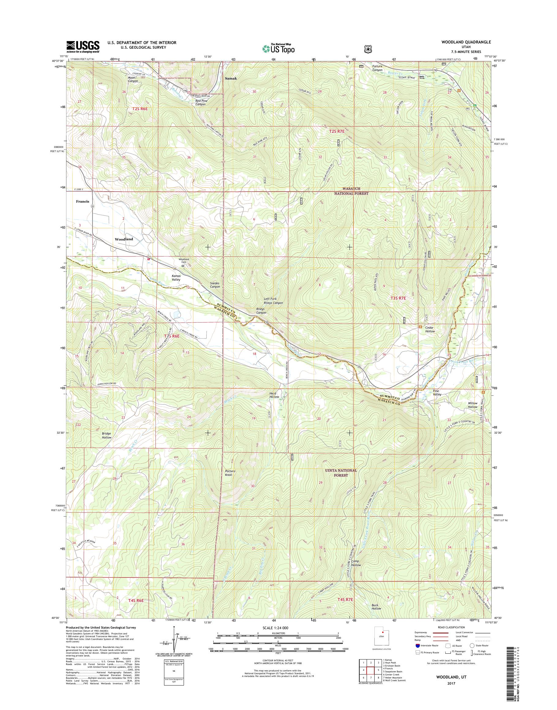 MyTopo Woodland, Utah USGS Quad Topo Map