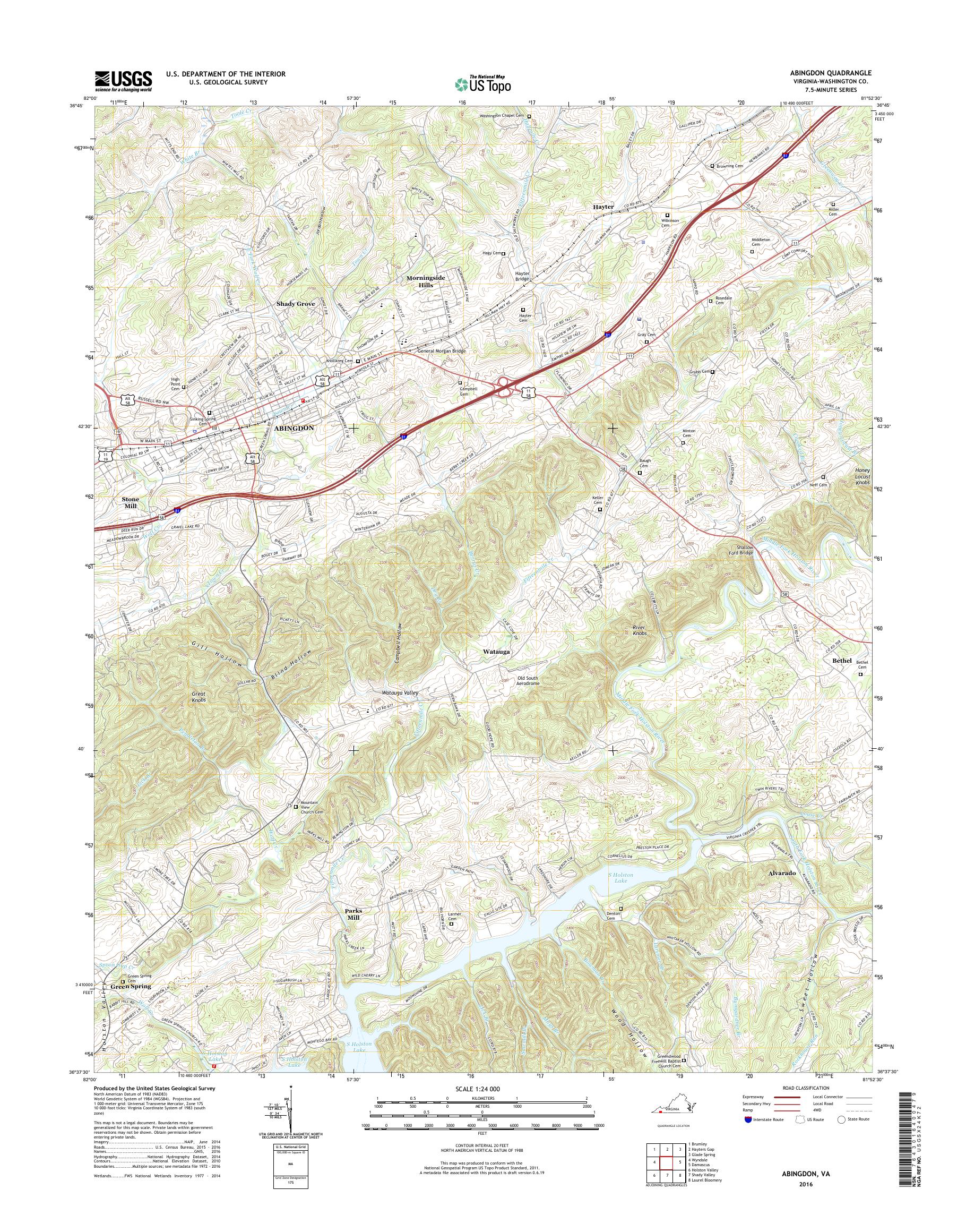 MyTopo Abingdon, Virginia USGS Quad Topo Map