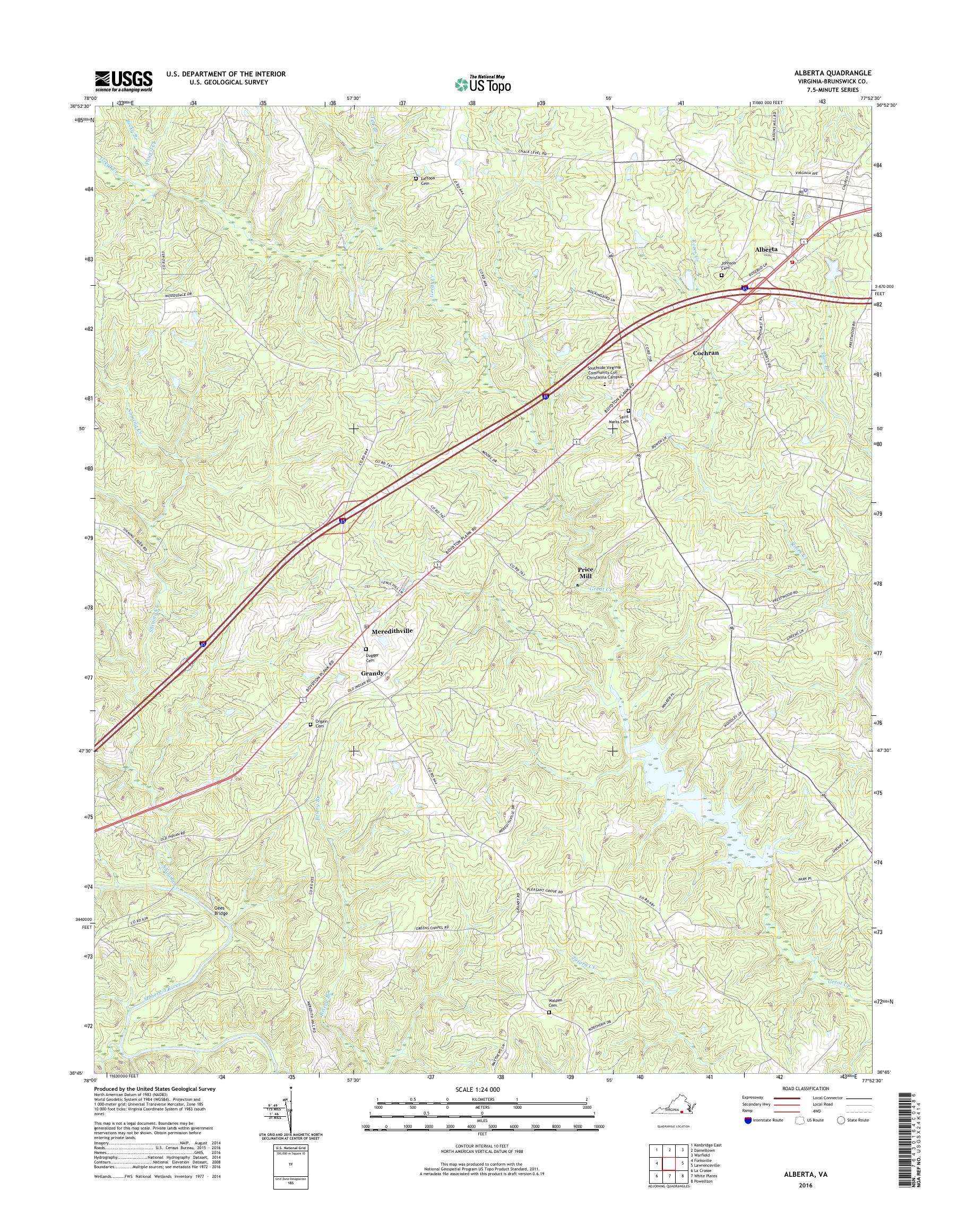MyTopo Alberta, Virginia USGS Quad Topo Map