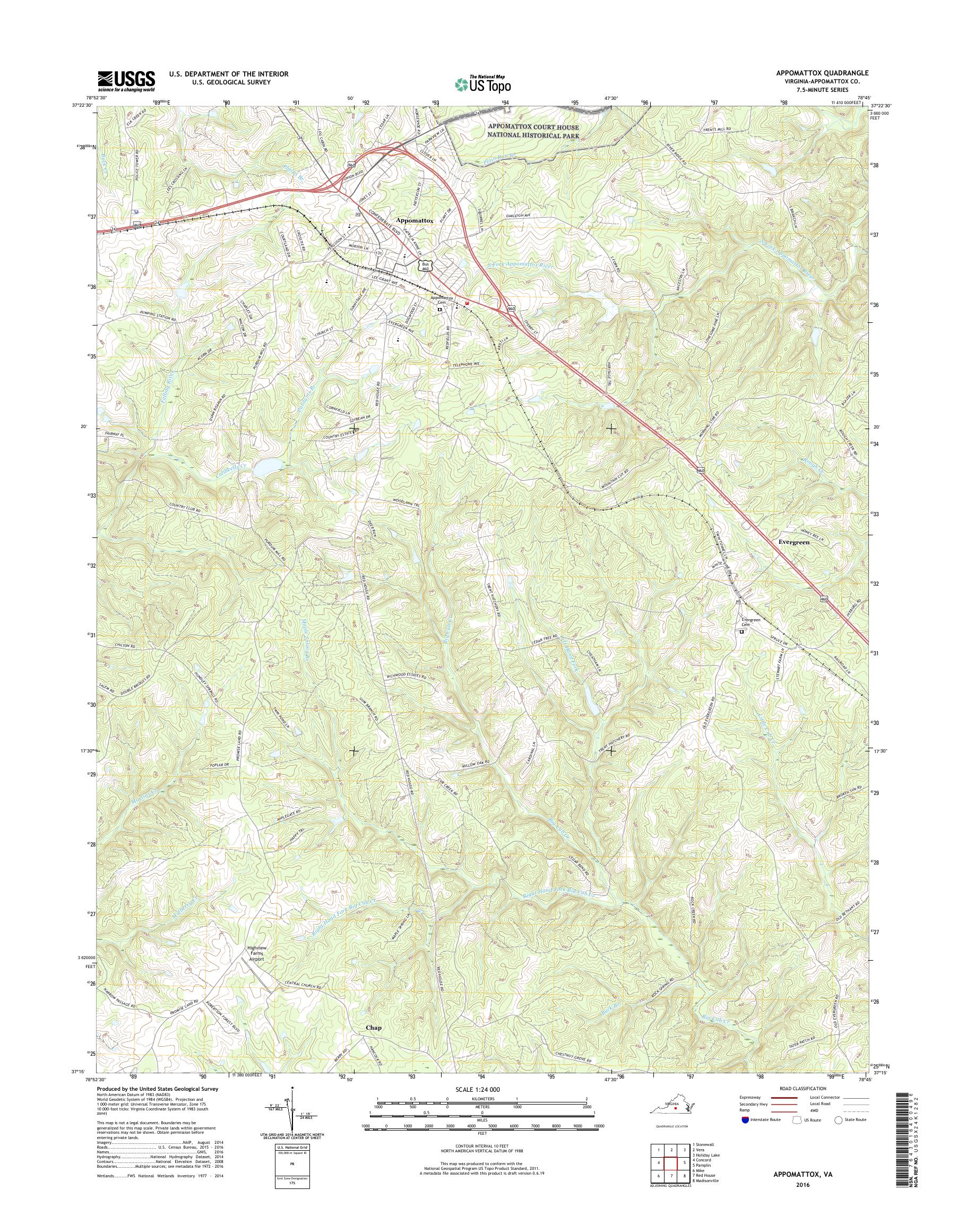 MyTopo Appomattox, Virginia USGS Quad Topo Map